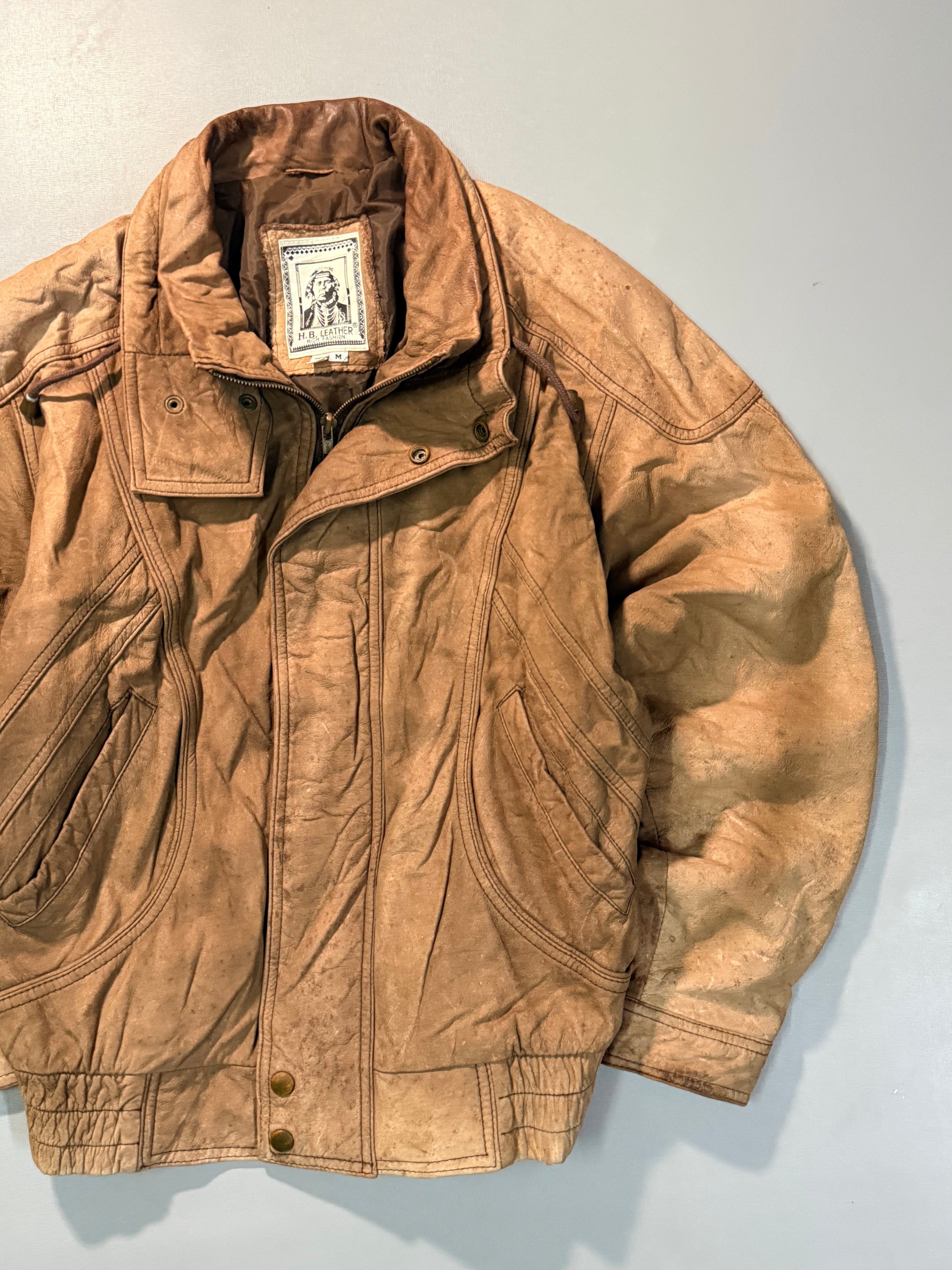 Bomber leather jacket(XS/S)