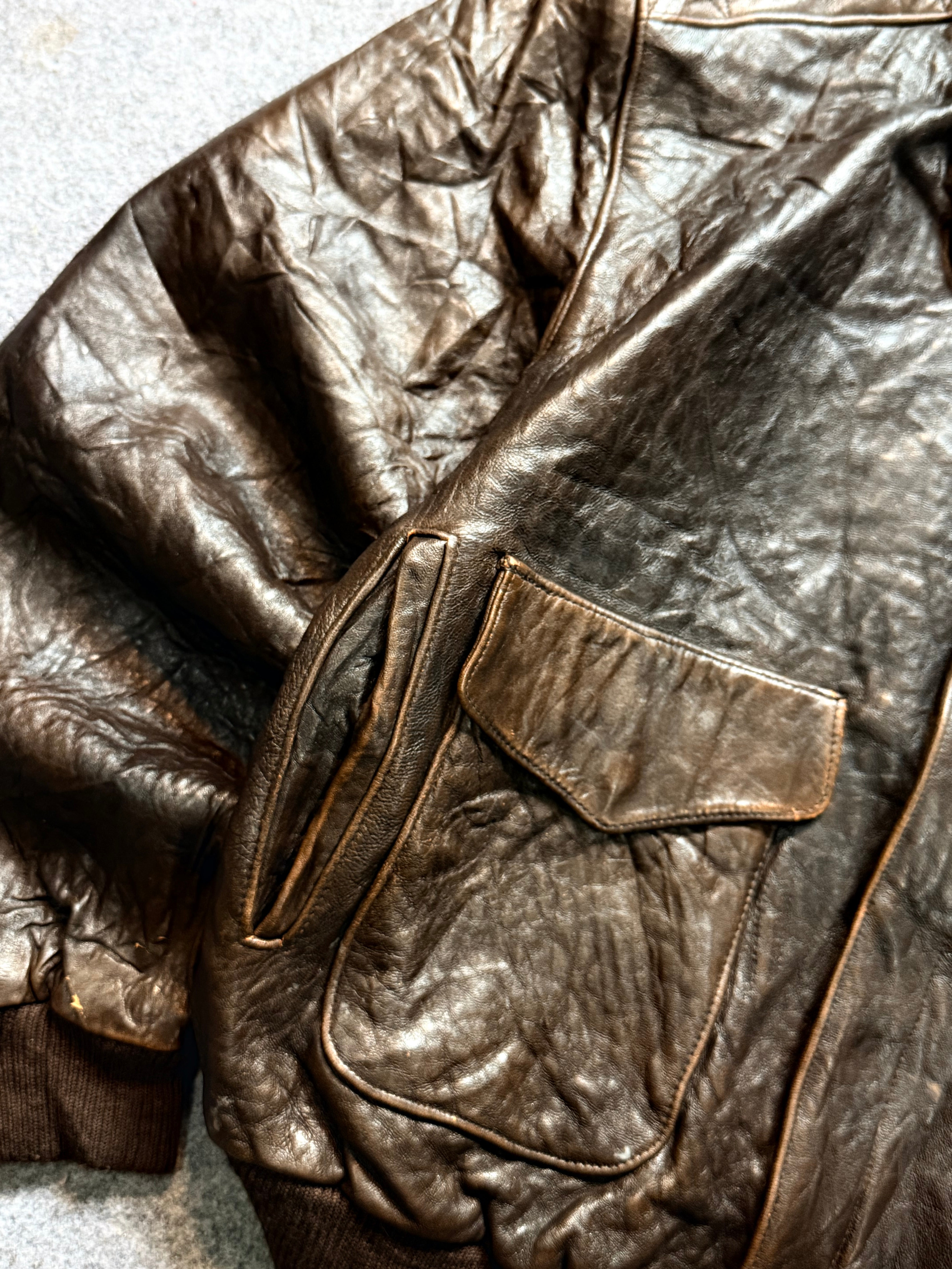 Pilot aviator bomber leather jacket(L/XL)