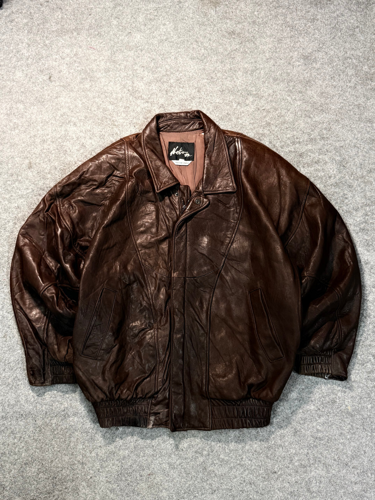 Bomber leather jacket(XL+)