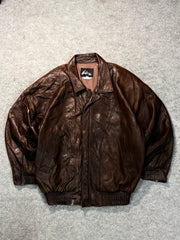 Bomber leather jacket(XL+)