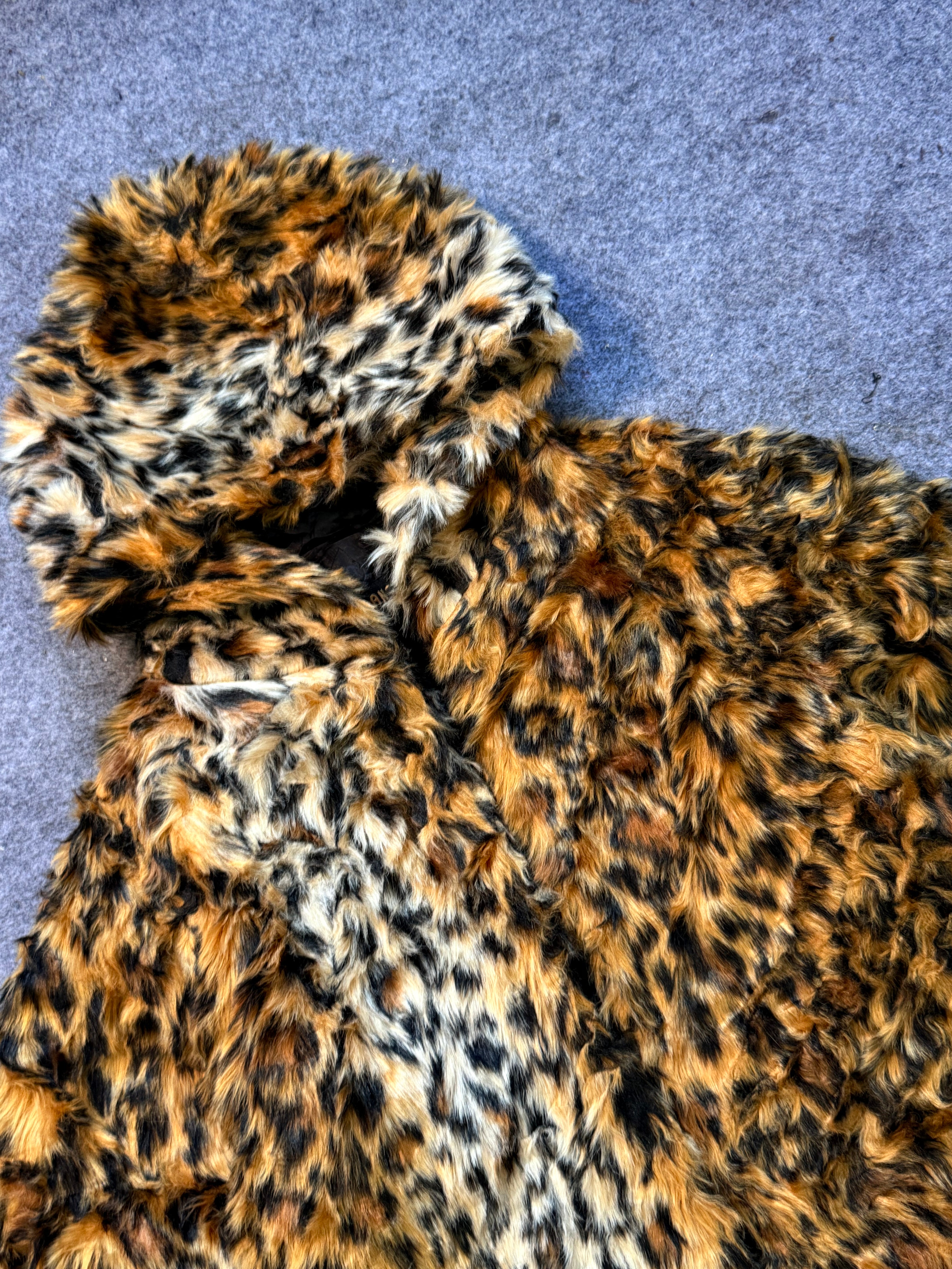 ANIMAL PRINT FUR COAT(M/L)