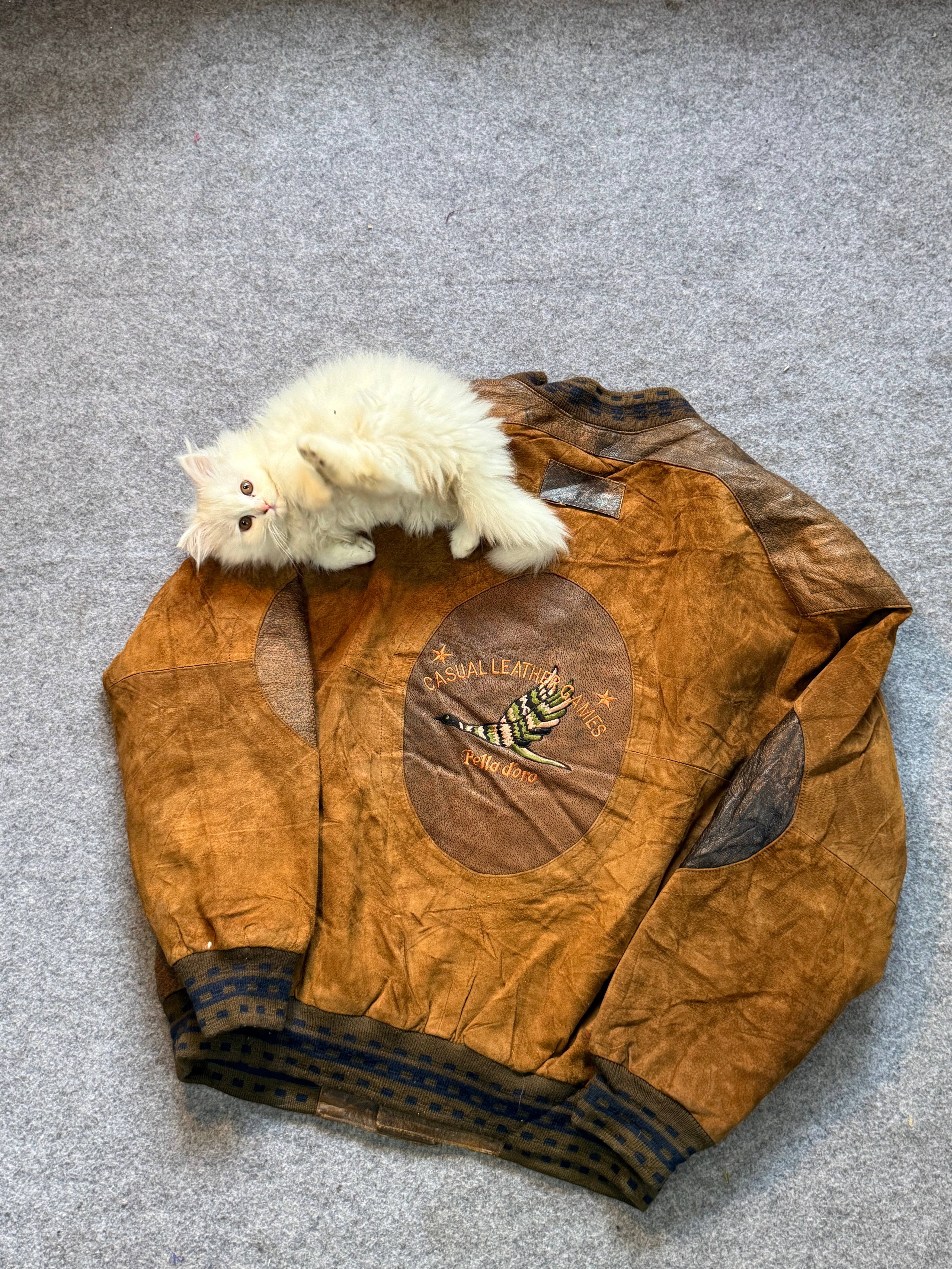 Bomber leather jacket(M/L)