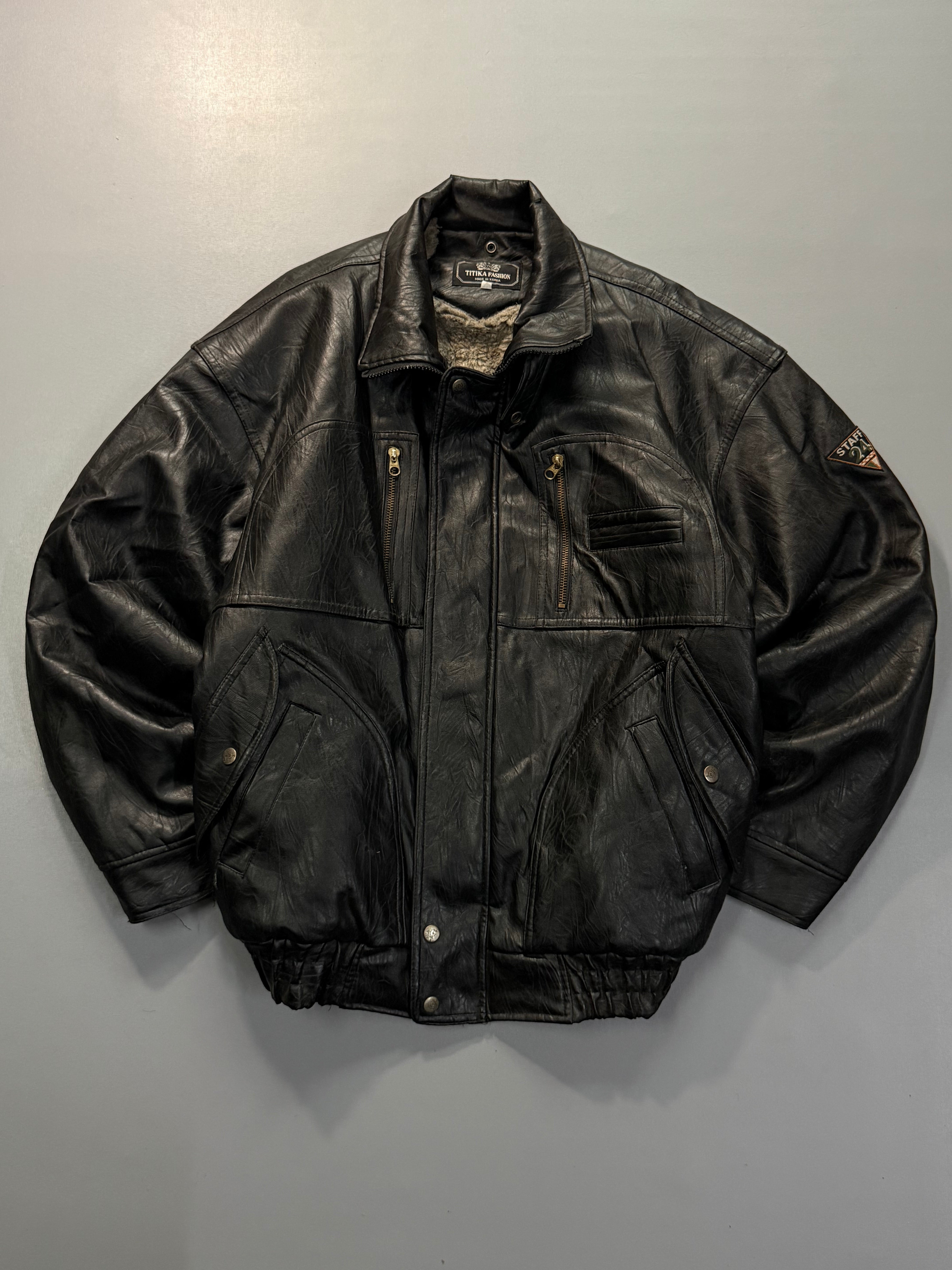 Bomber leather jacket(M/L)