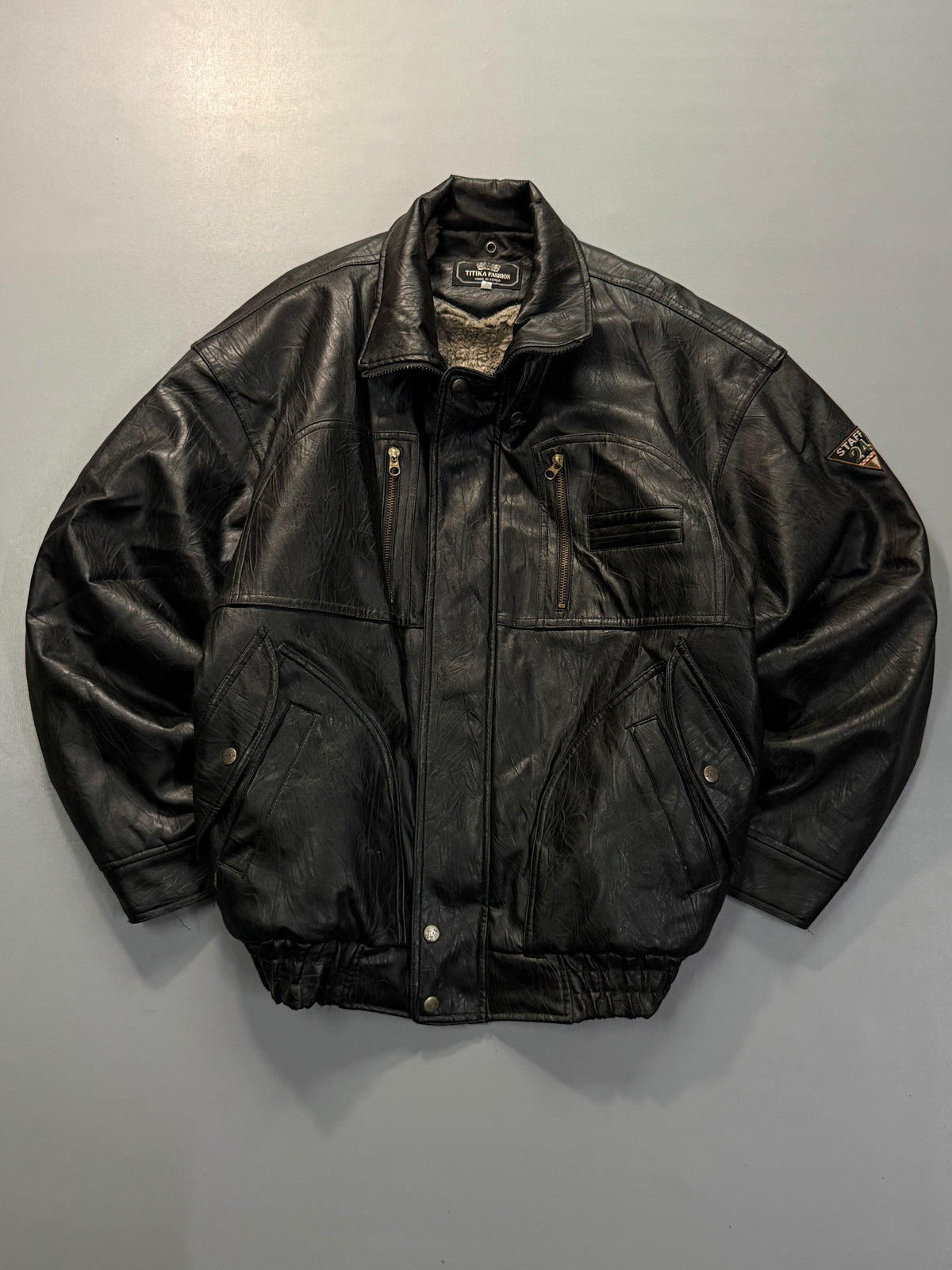 Bomber leather jacket(M/L)