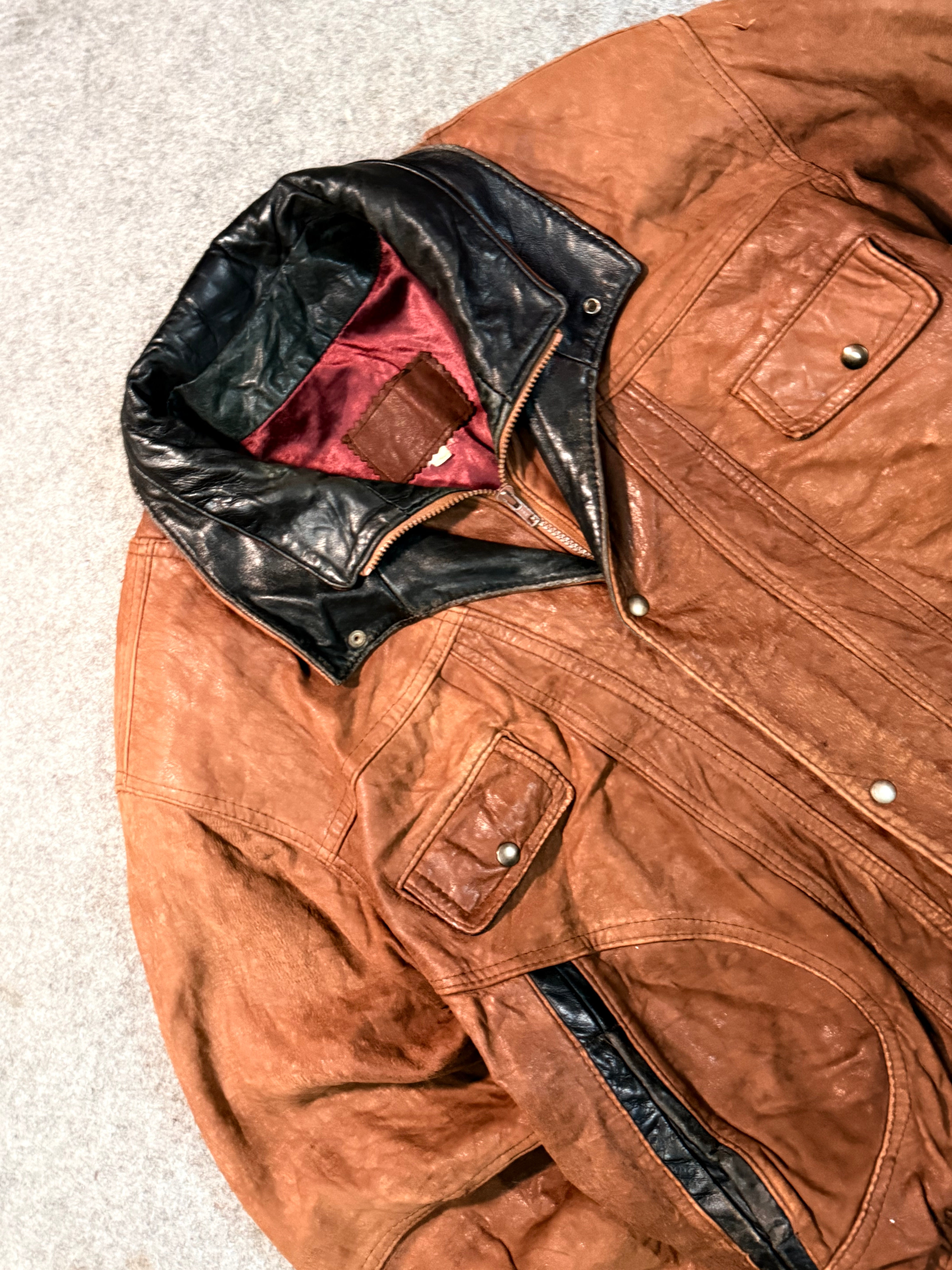 Bomber leather jacket(XL+)