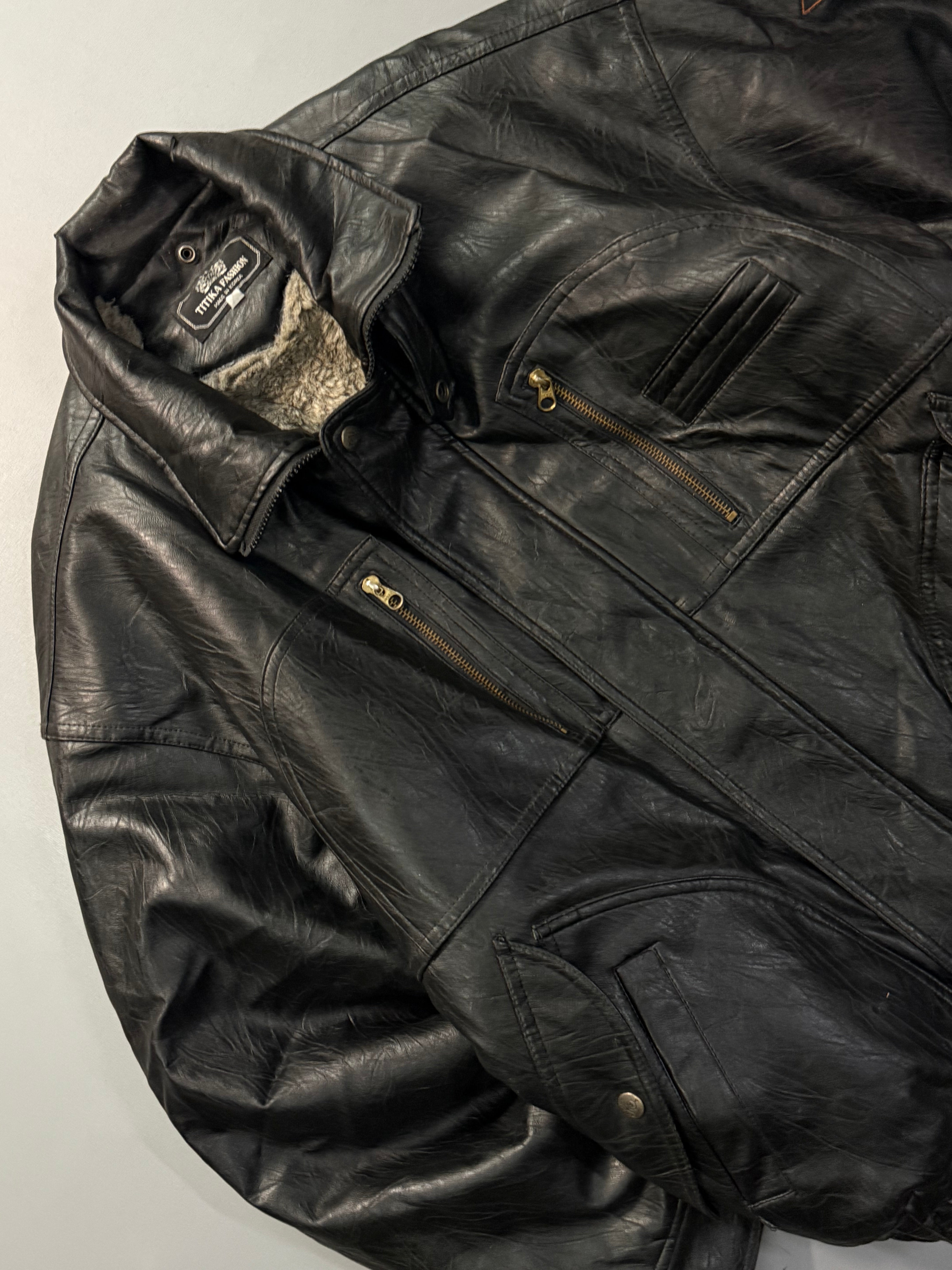 Bomber leather jacket(M/L)