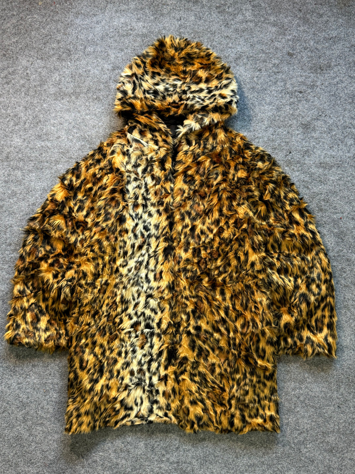 ANIMAL PRINT FUR COAT(M/L)