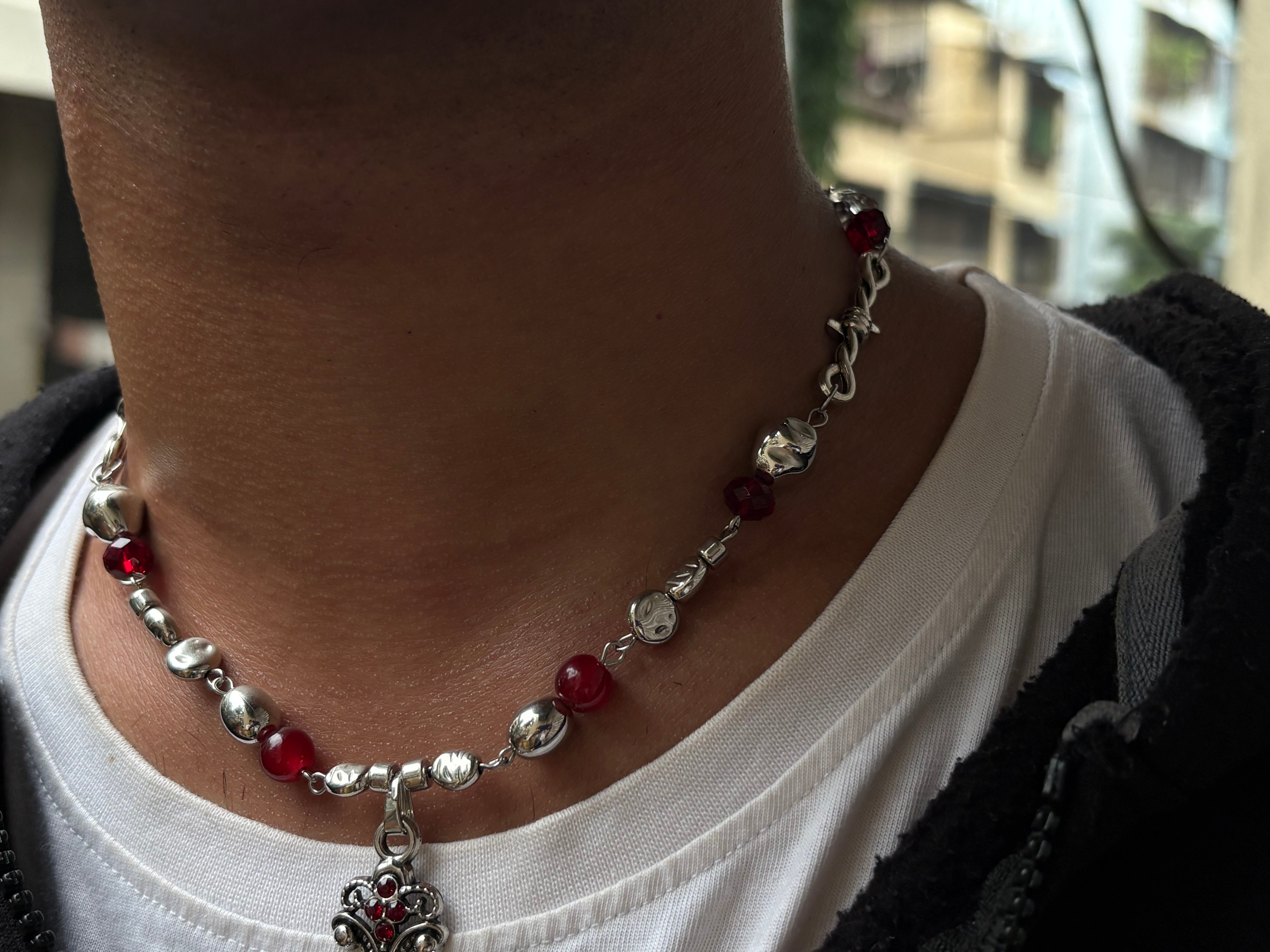 Red cross necklace