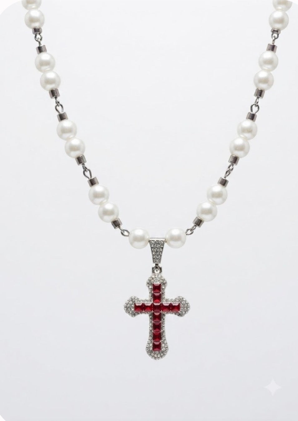 White pearl with Red Cross
