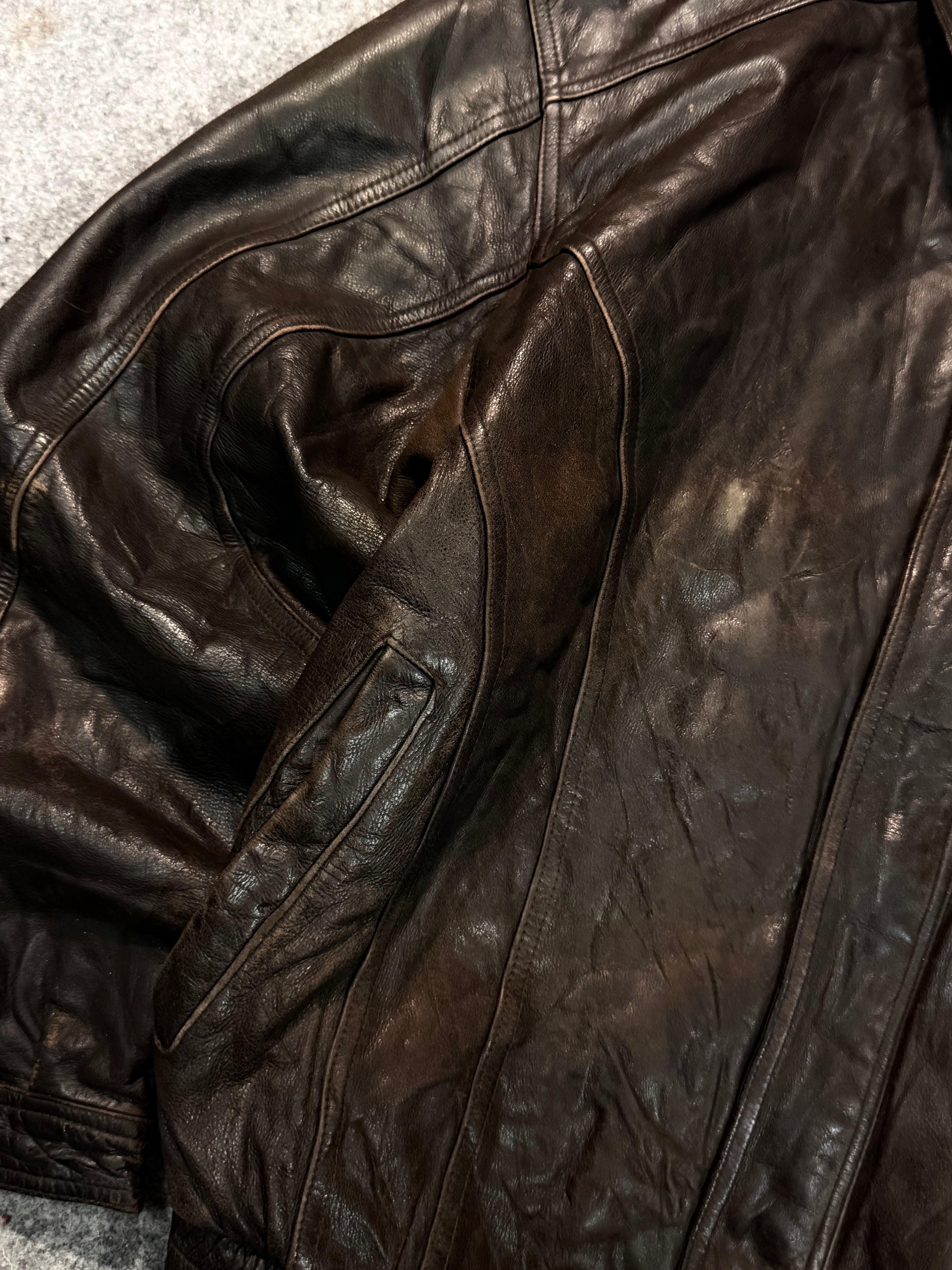 Bomber leather jacket(XL+)