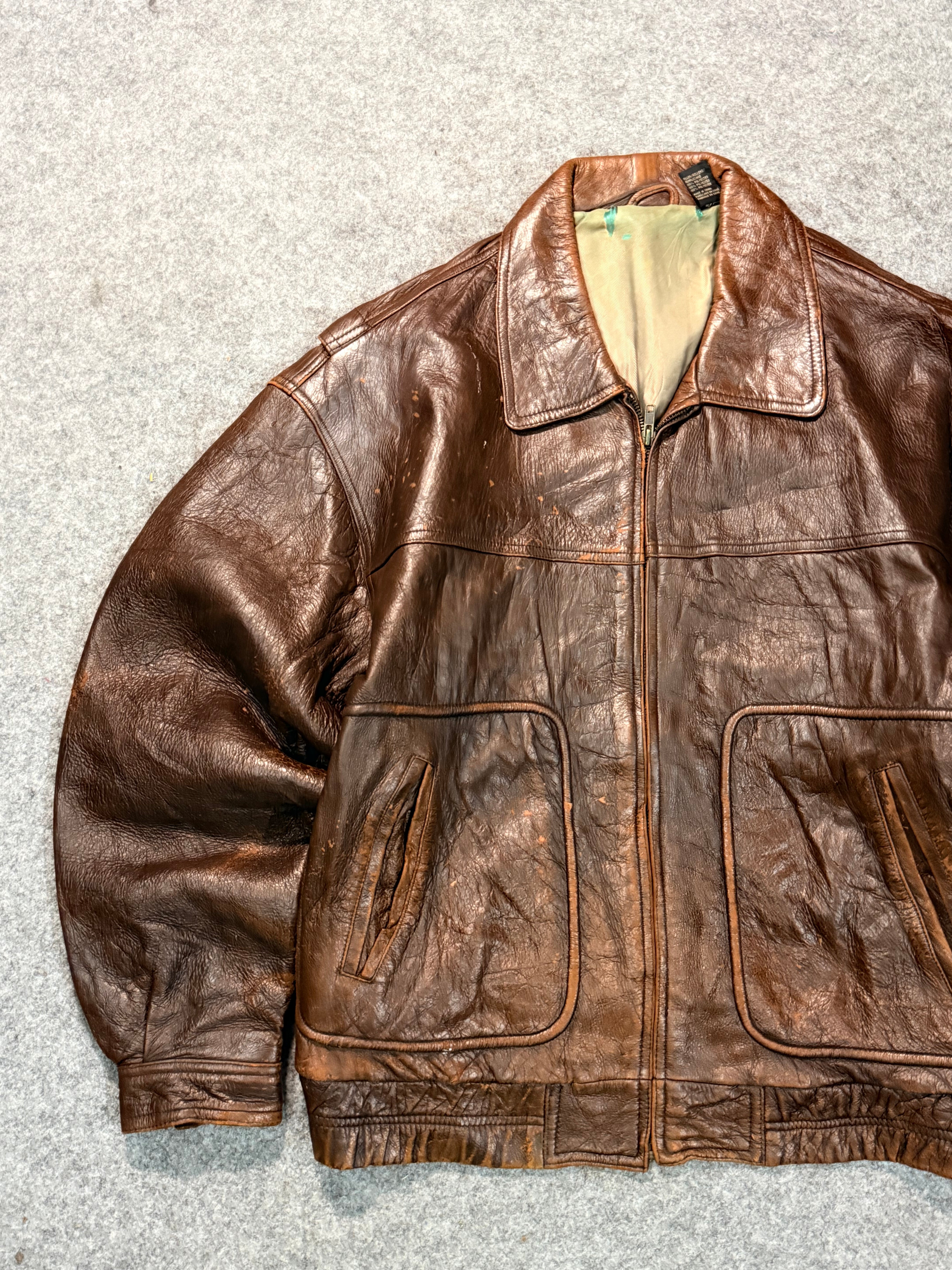 Bomber leather jacket(M/L)