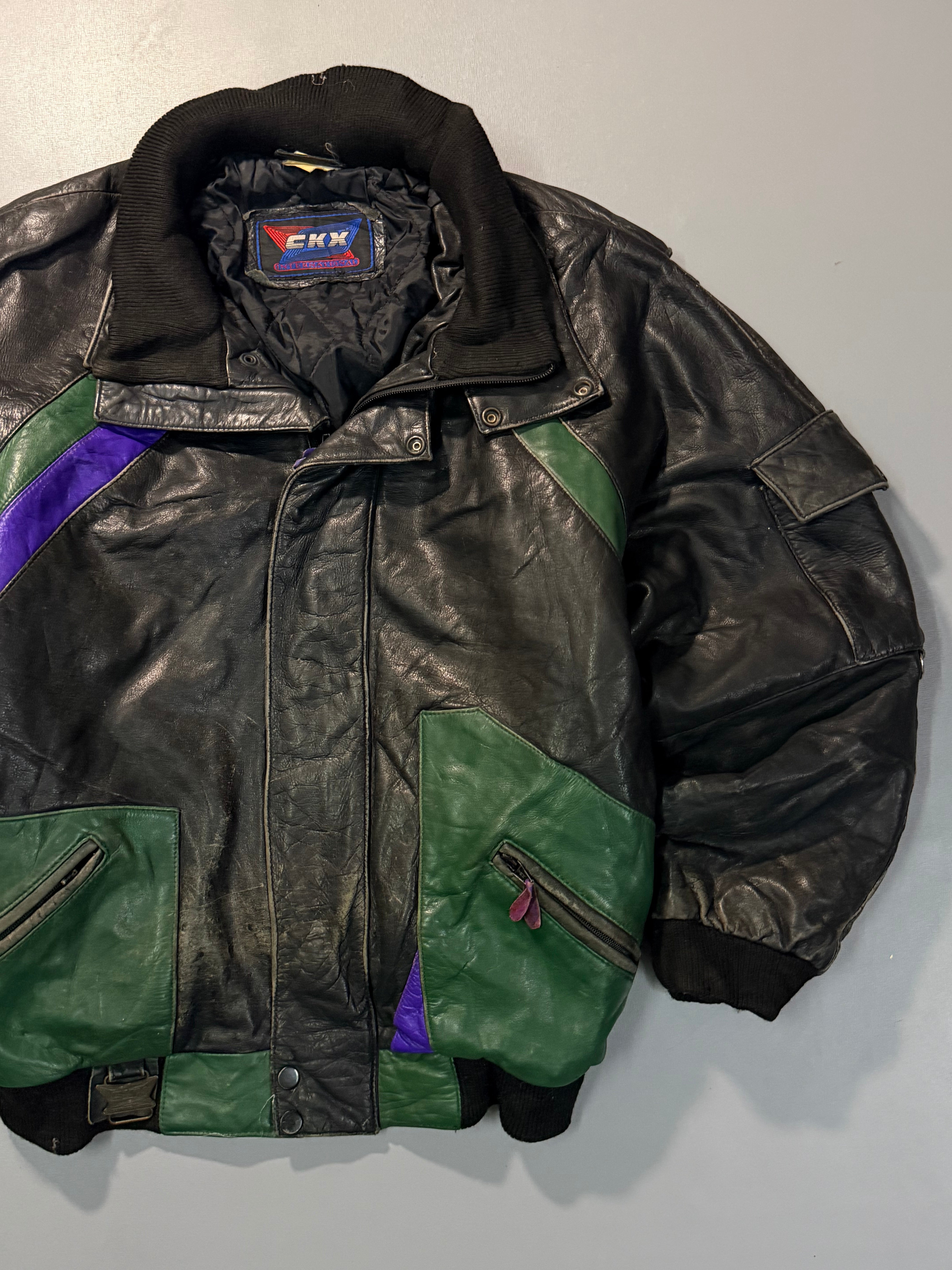Bomber leather jacket(M/L)