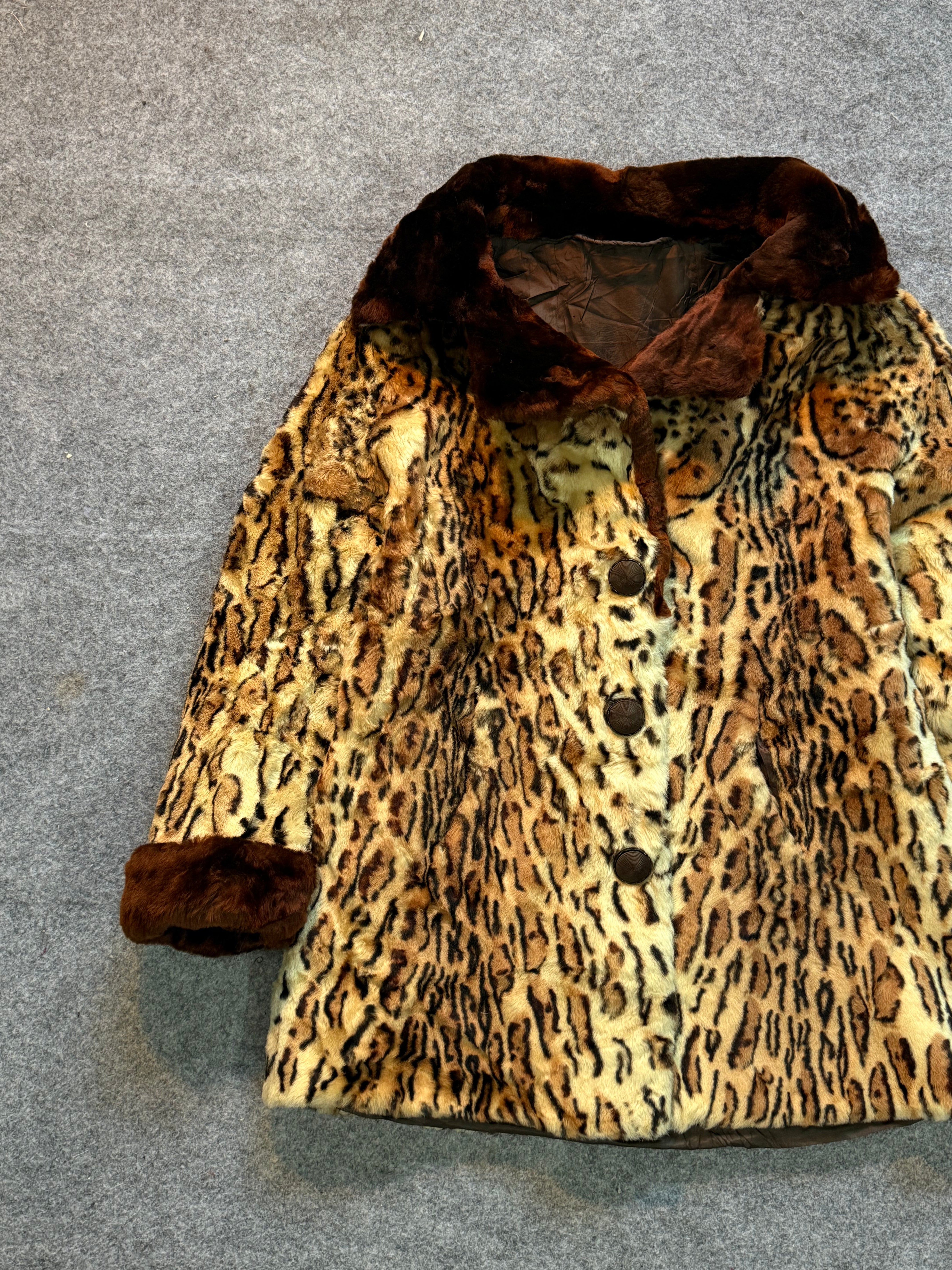 Animal print fur coat(XS/S/M)