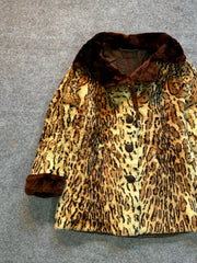 Animal print fur coat(XS/S/M)