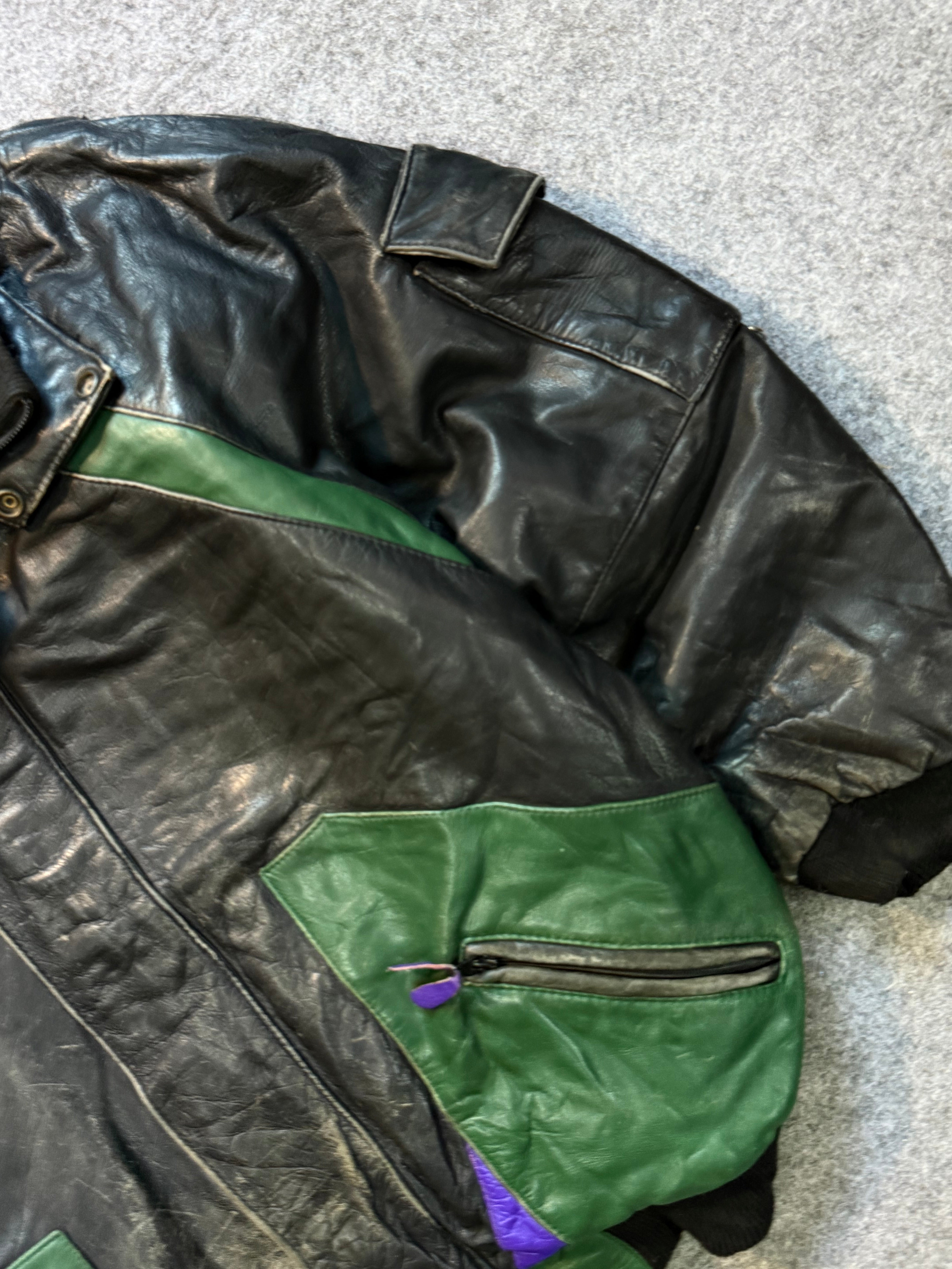 Bomber leather jacket(M/L)