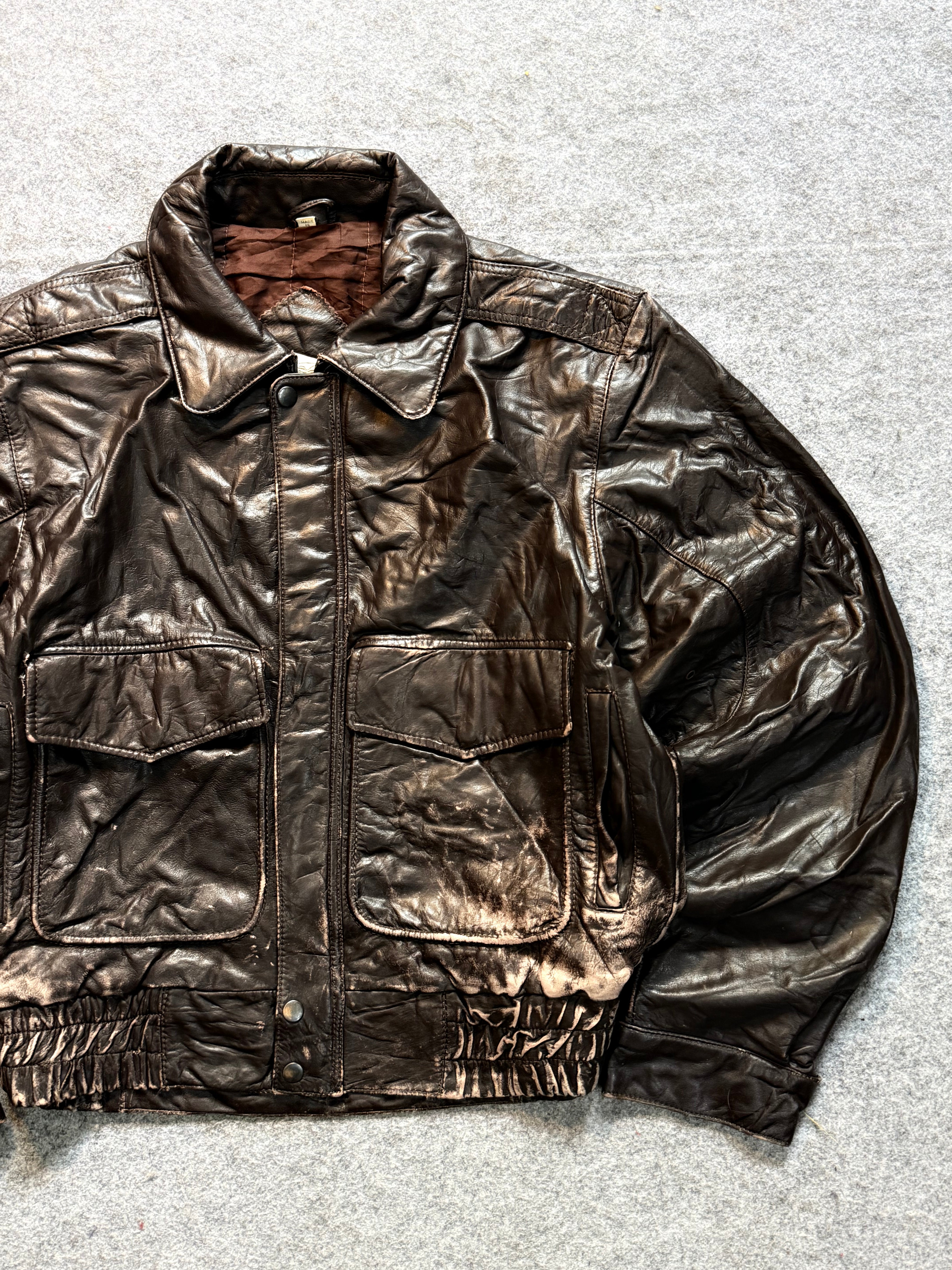 BOMBER LEATHER JACKET(M/L)