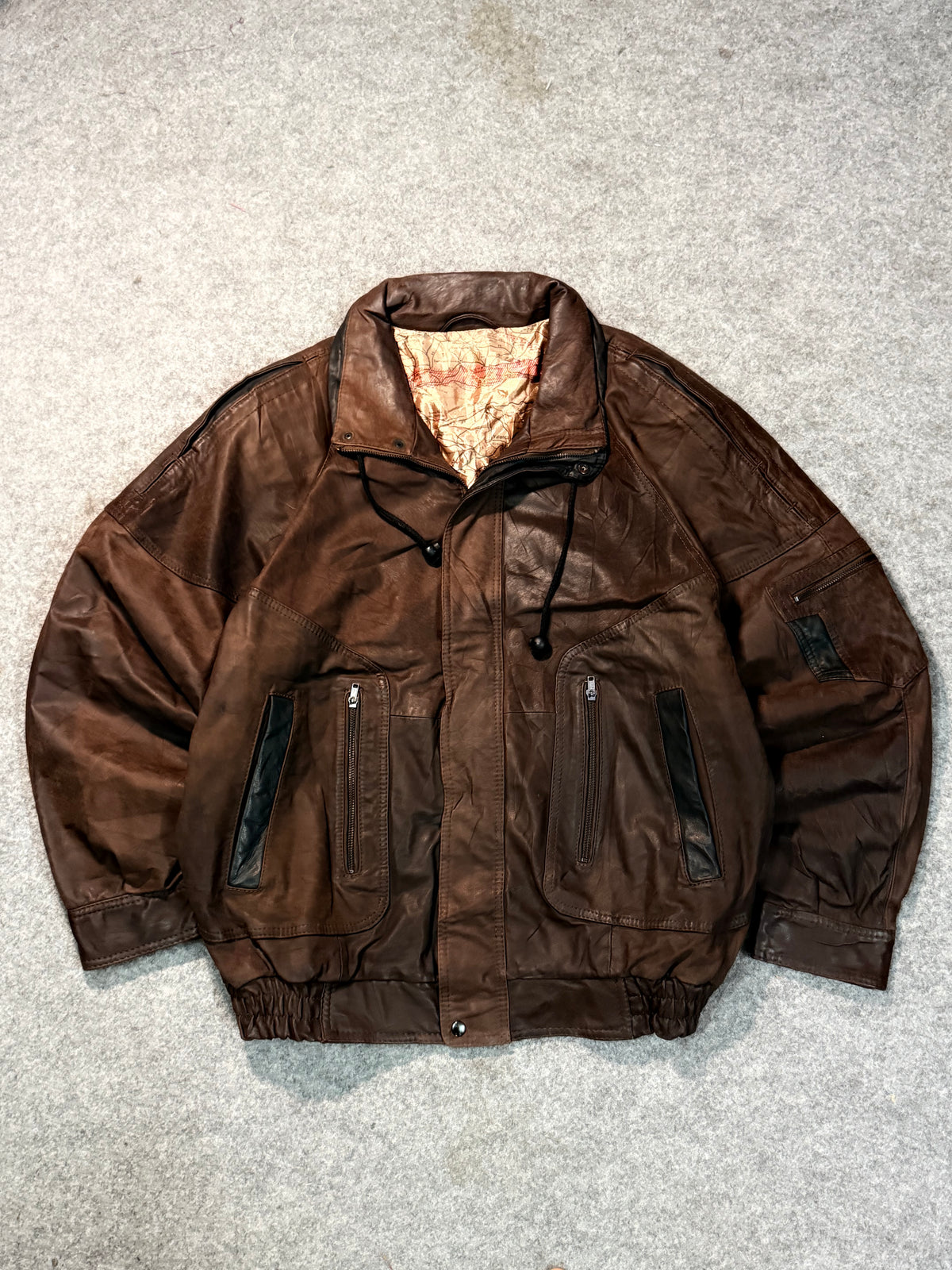 Bomber leather jacket(XL+)