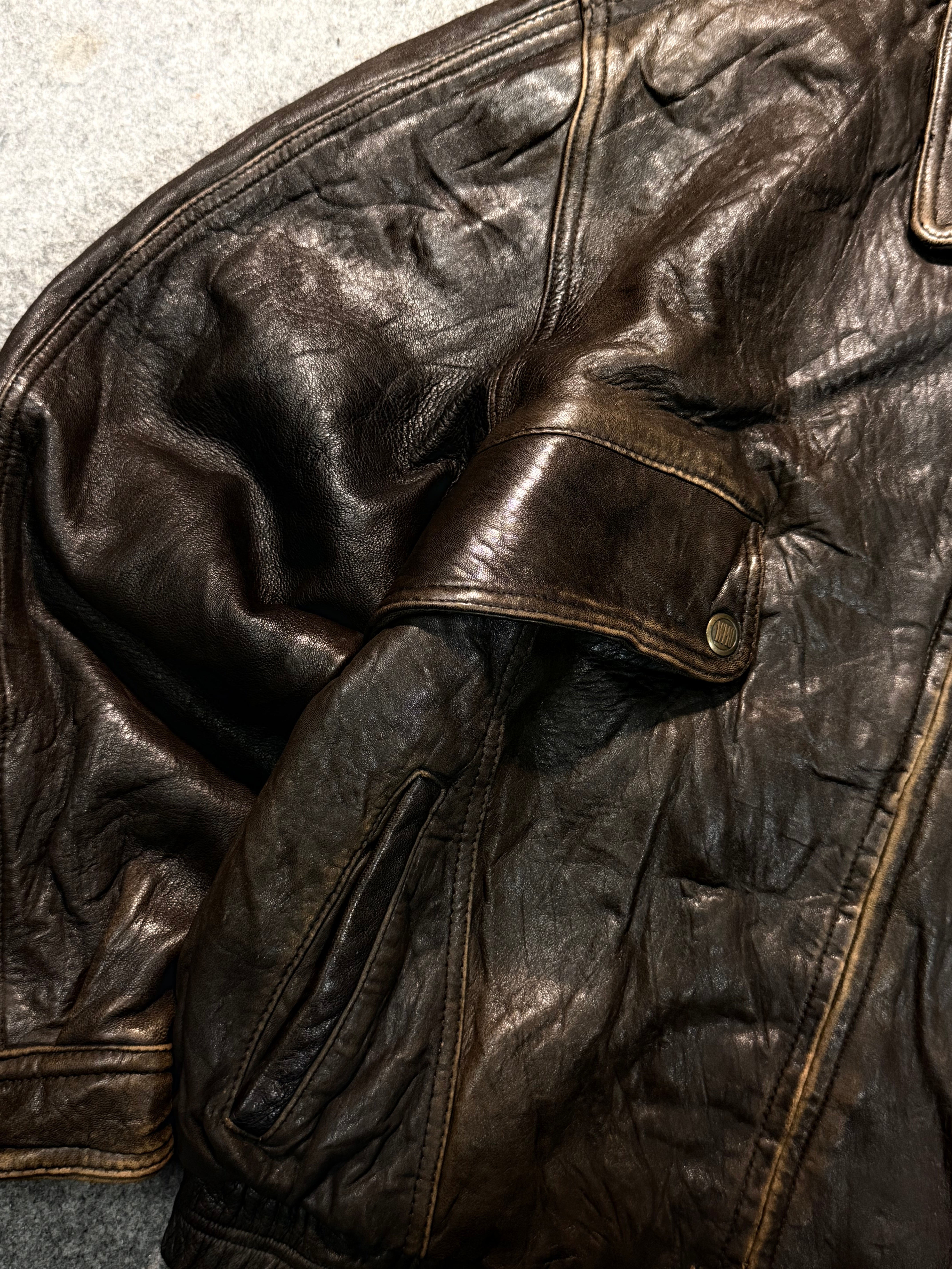 Bomber leather jacket(M/L)