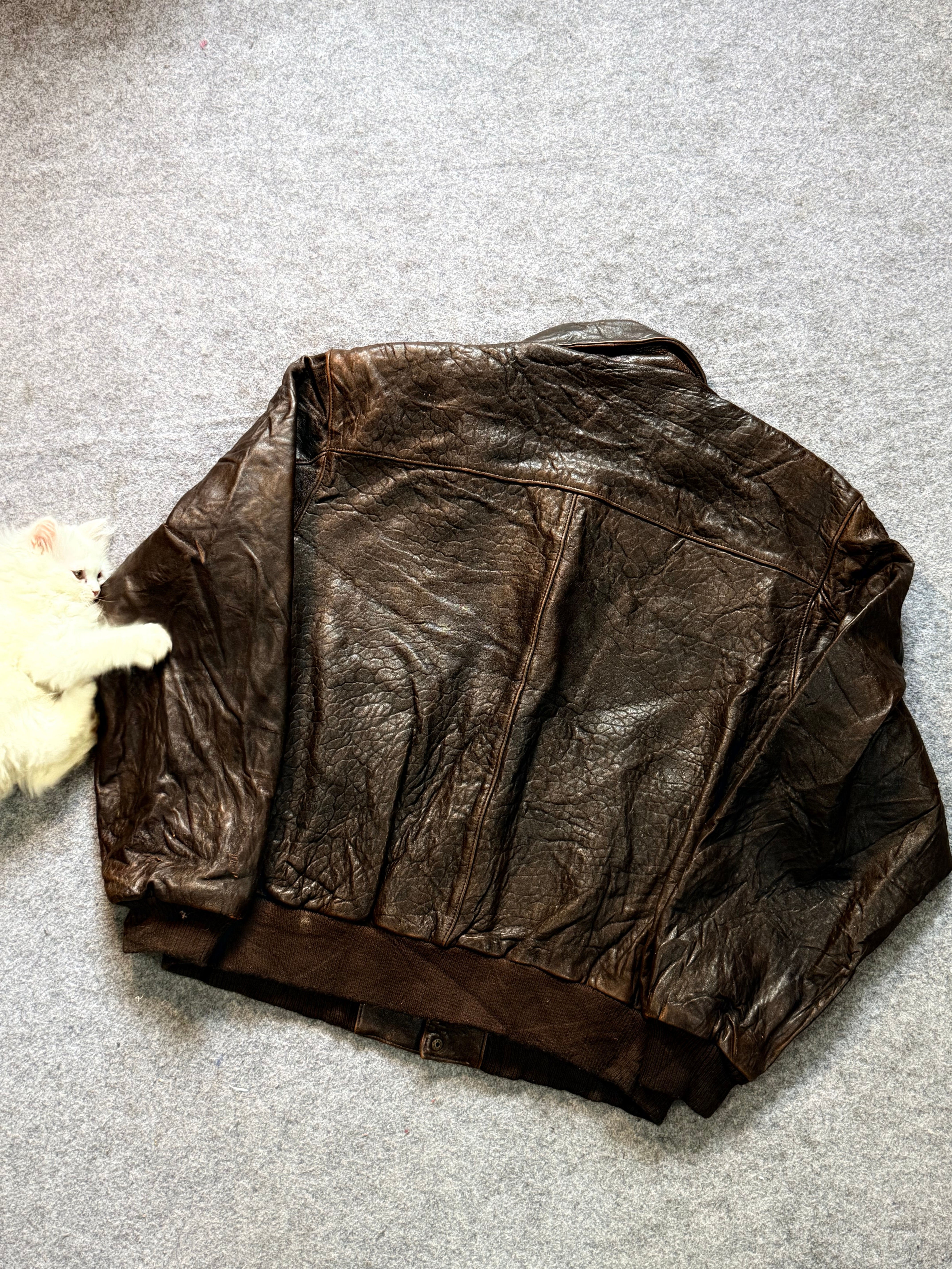 Pilot aviator bomber leather jacket(L/XL)