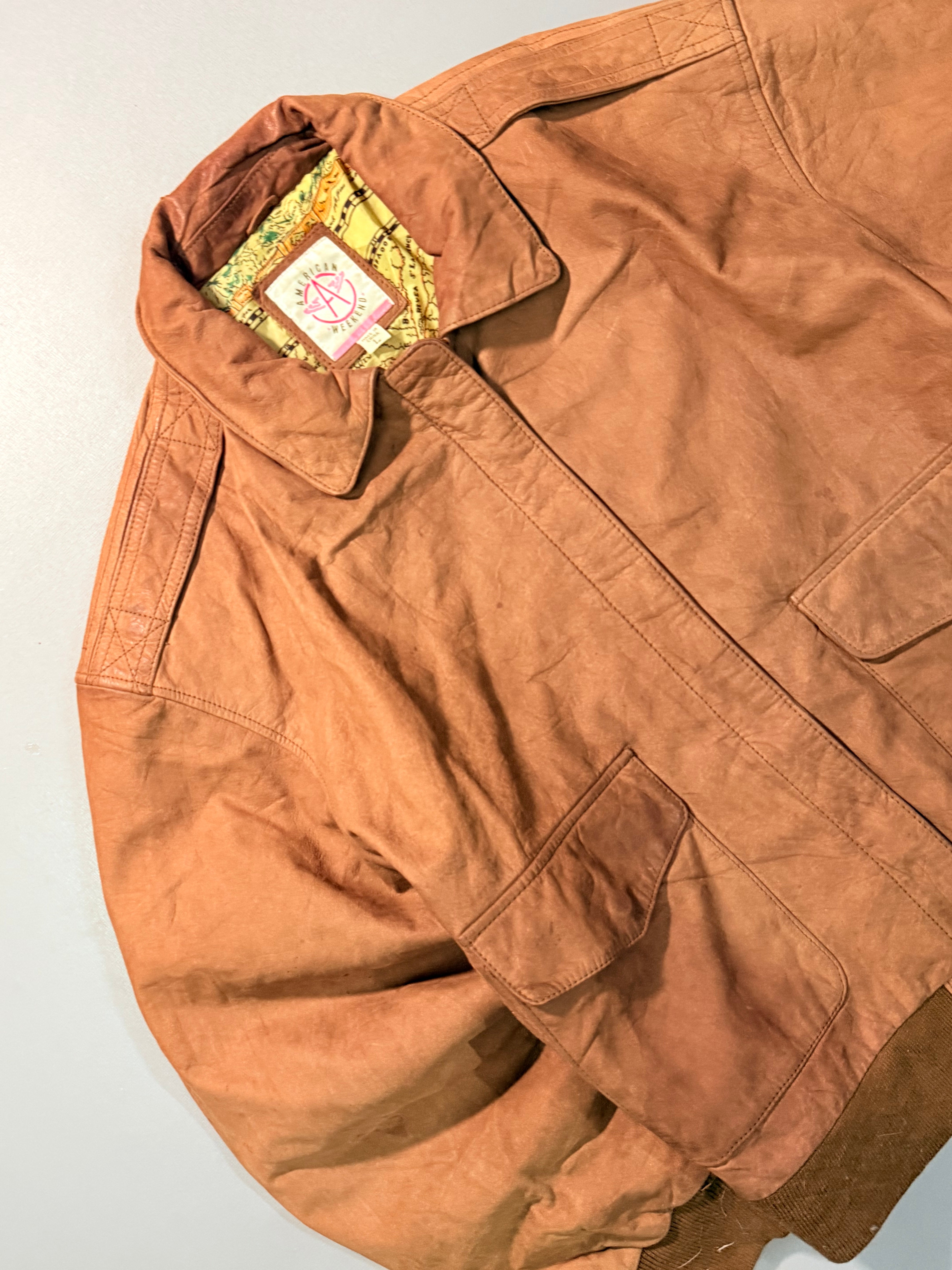 Bomber leather jacket(M/L)