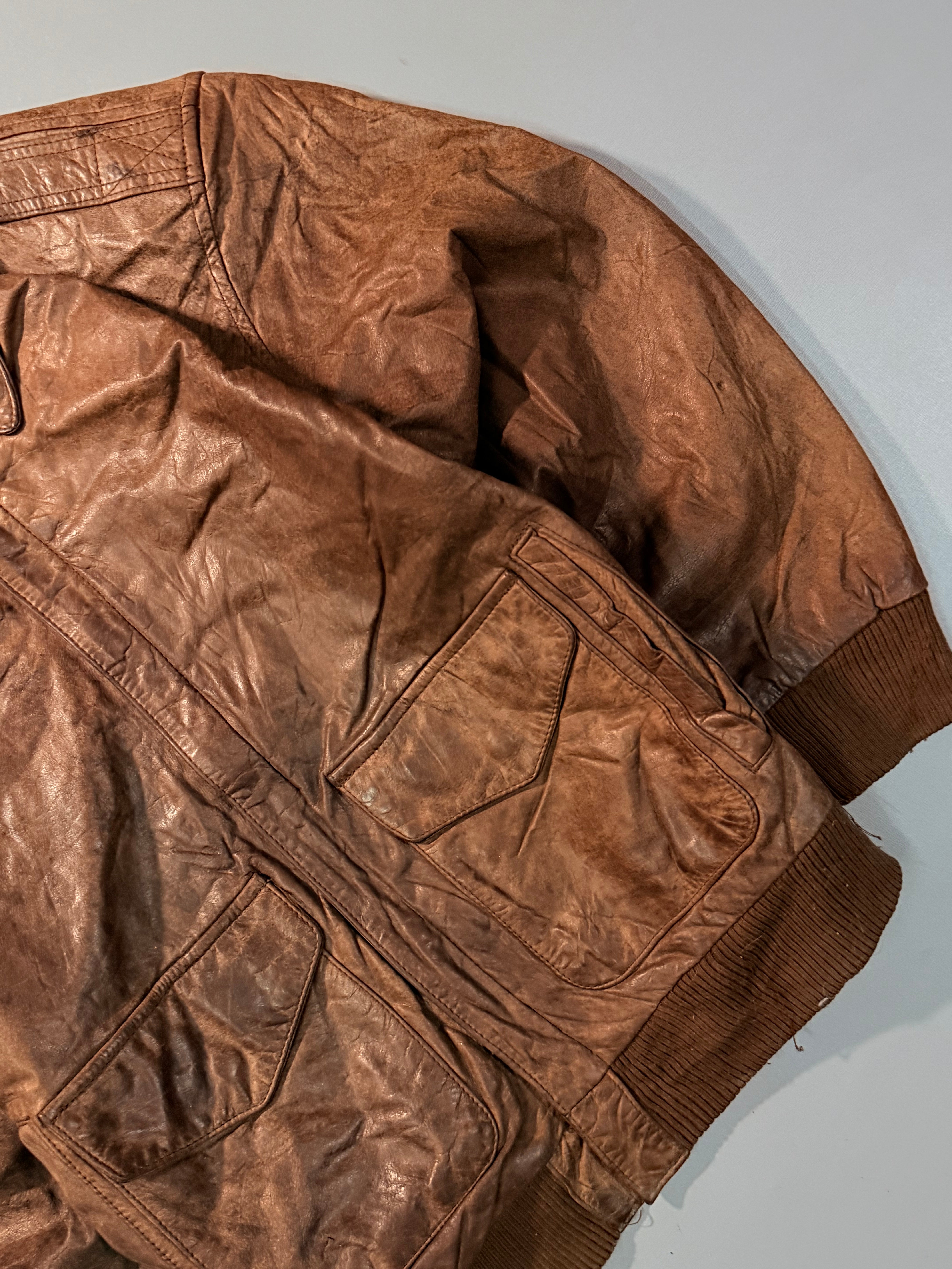 Bomber leather jacket(XS/S)