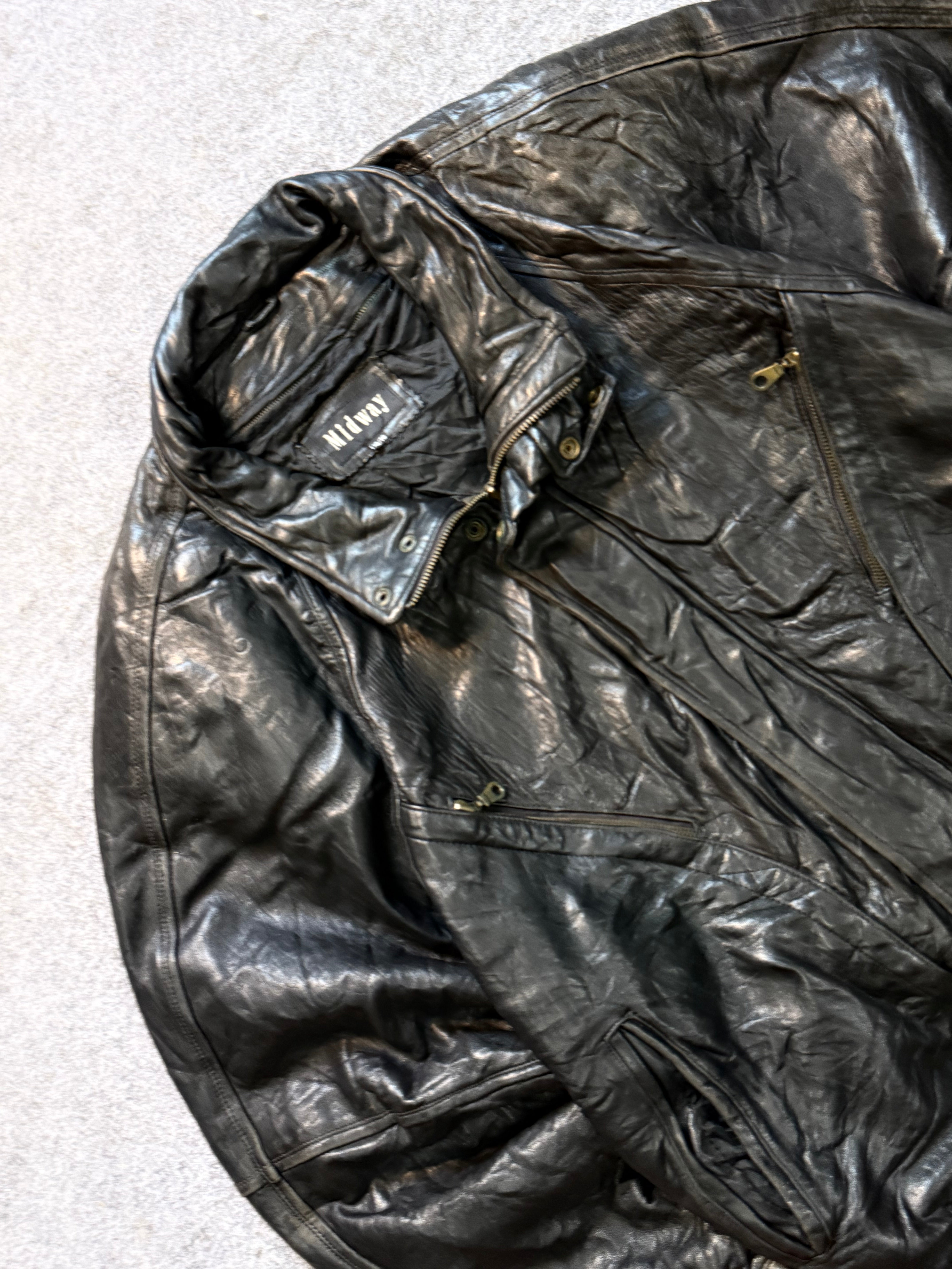 Bomber leather jacket(M/L)