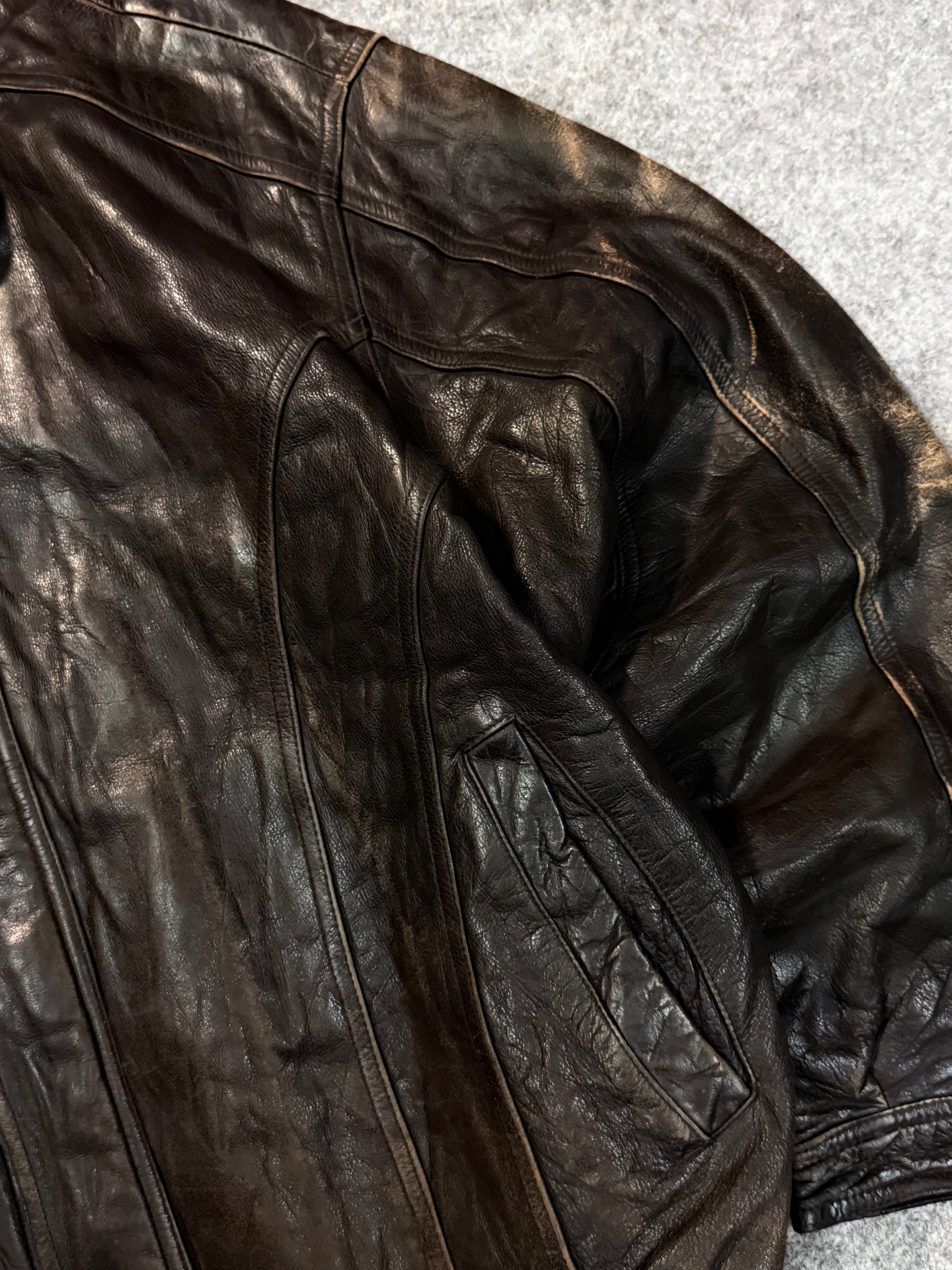 Bomber leather jacket(XL+)