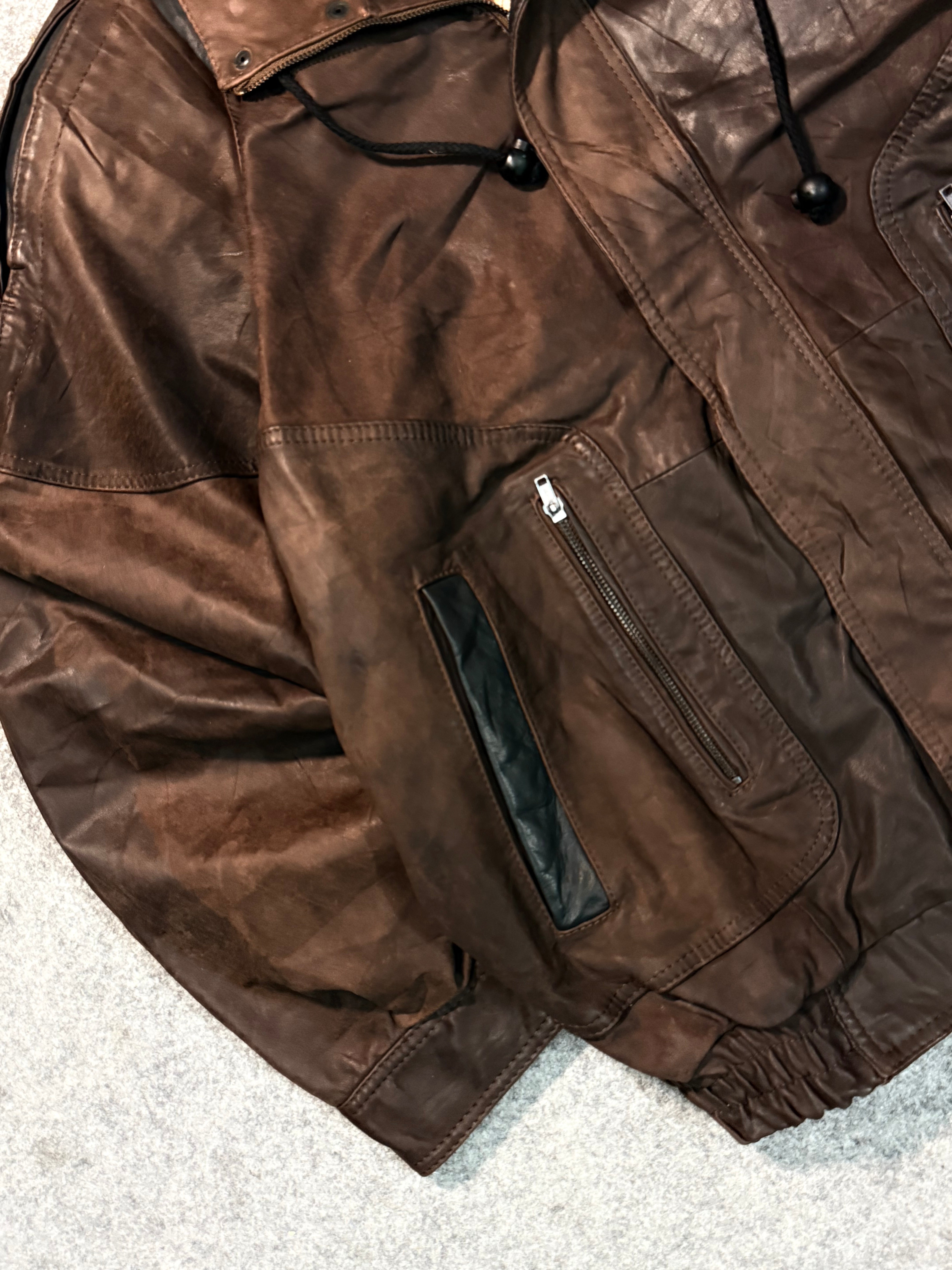 Bomber leather jacket(XL+)