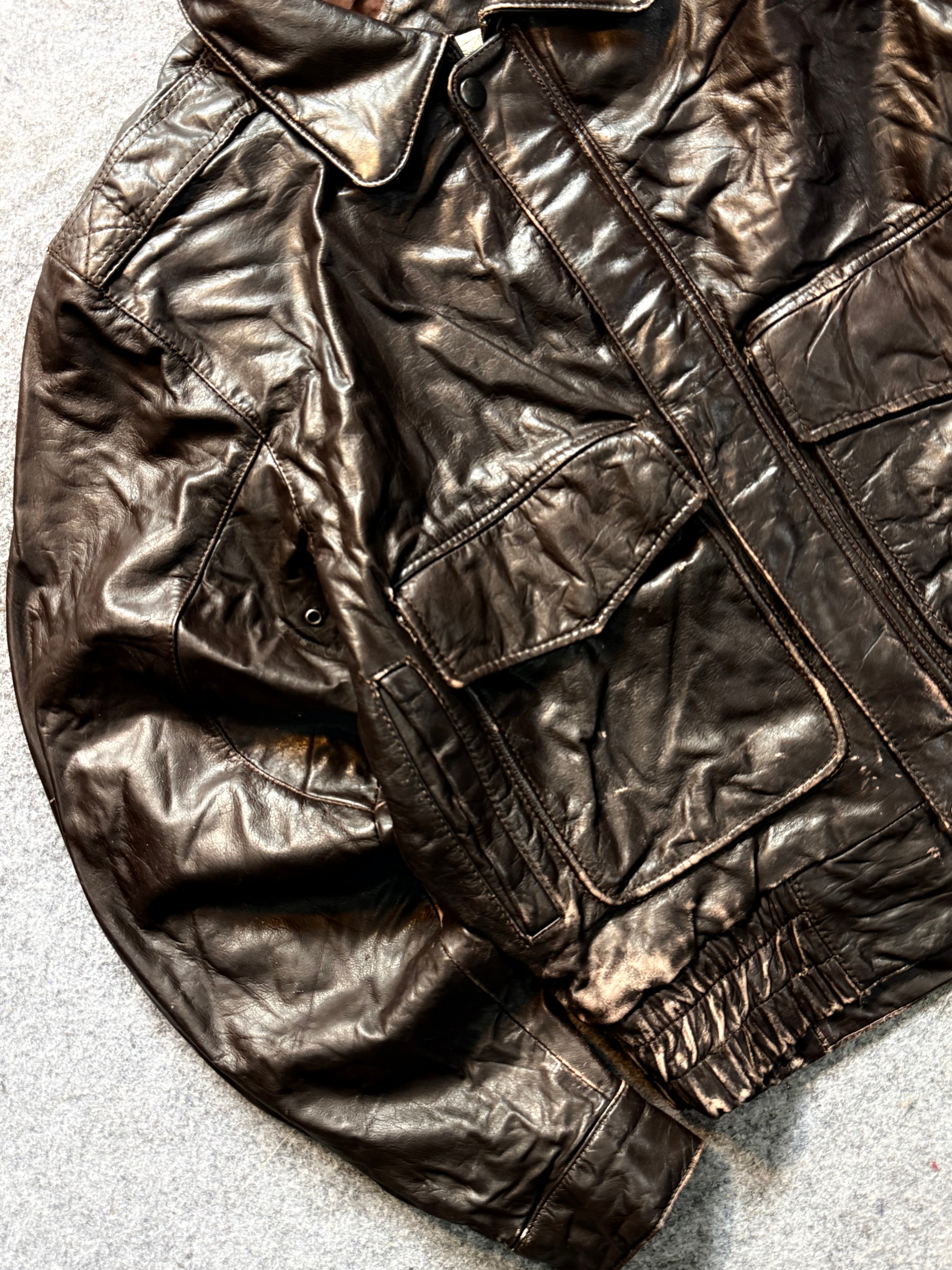 BOMBER LEATHER JACKET(M/L)