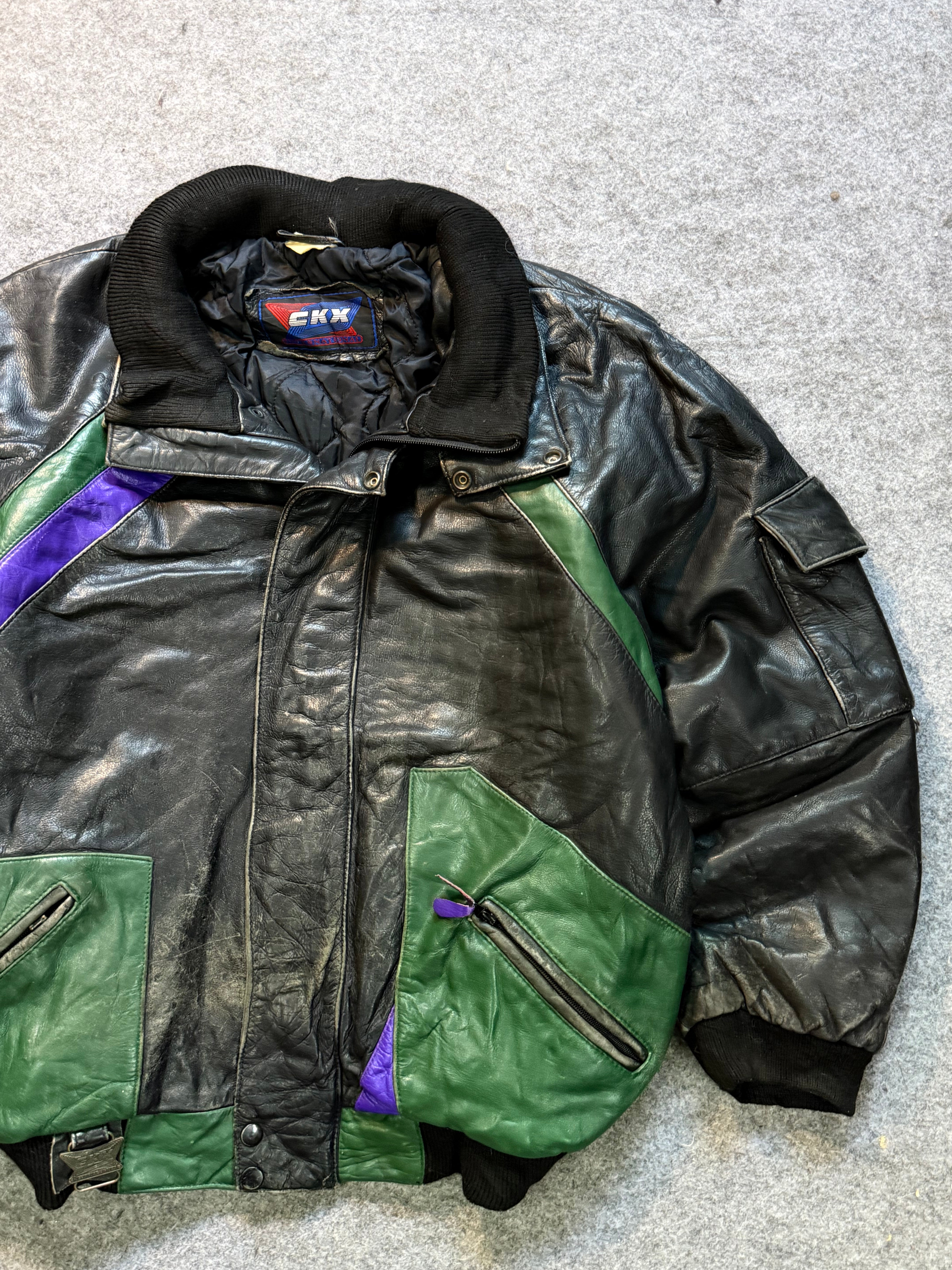 Bomber leather jacket(M/L)
