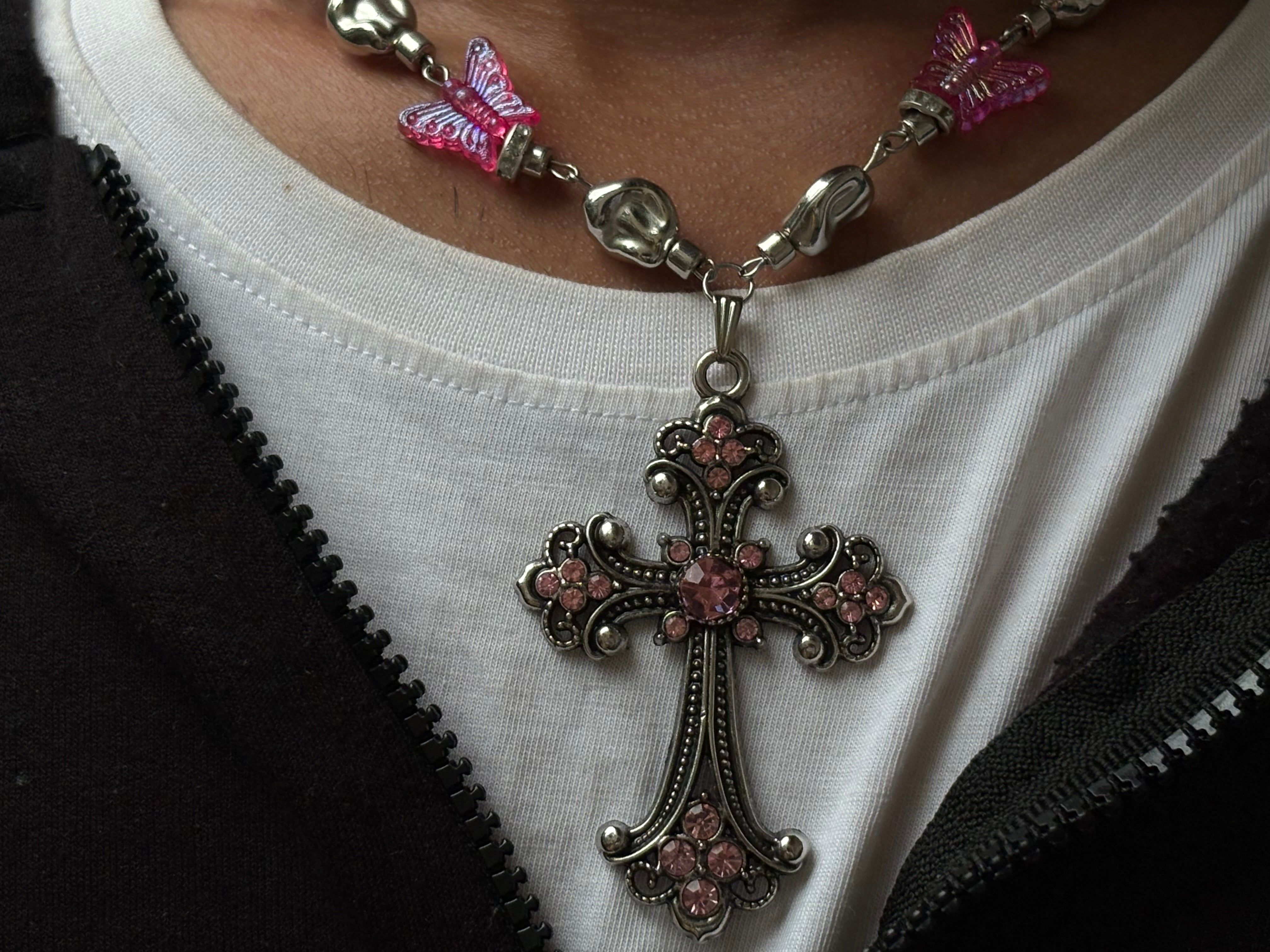 Pink Cross necklace