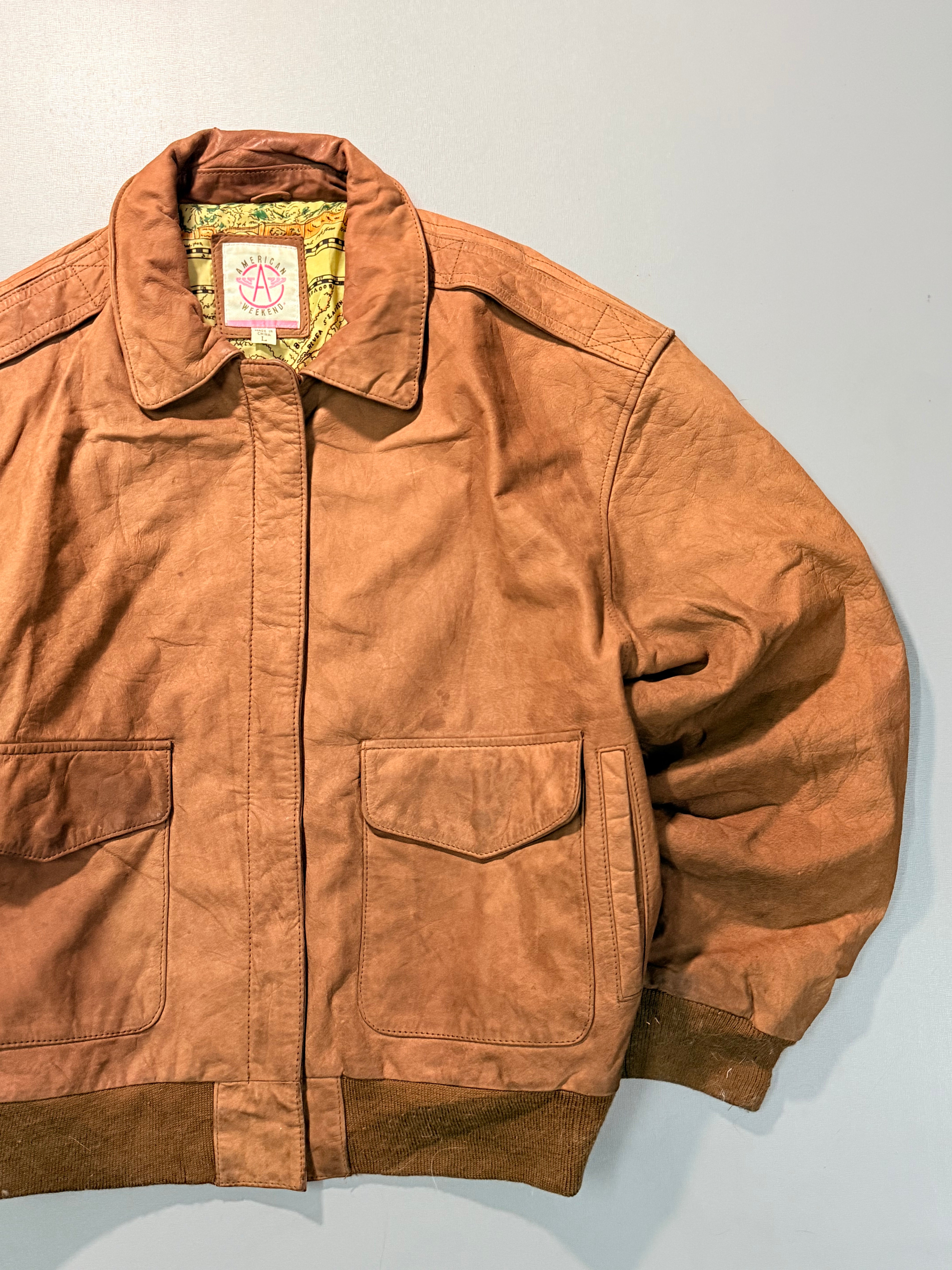 Bomber leather jacket(M/L)