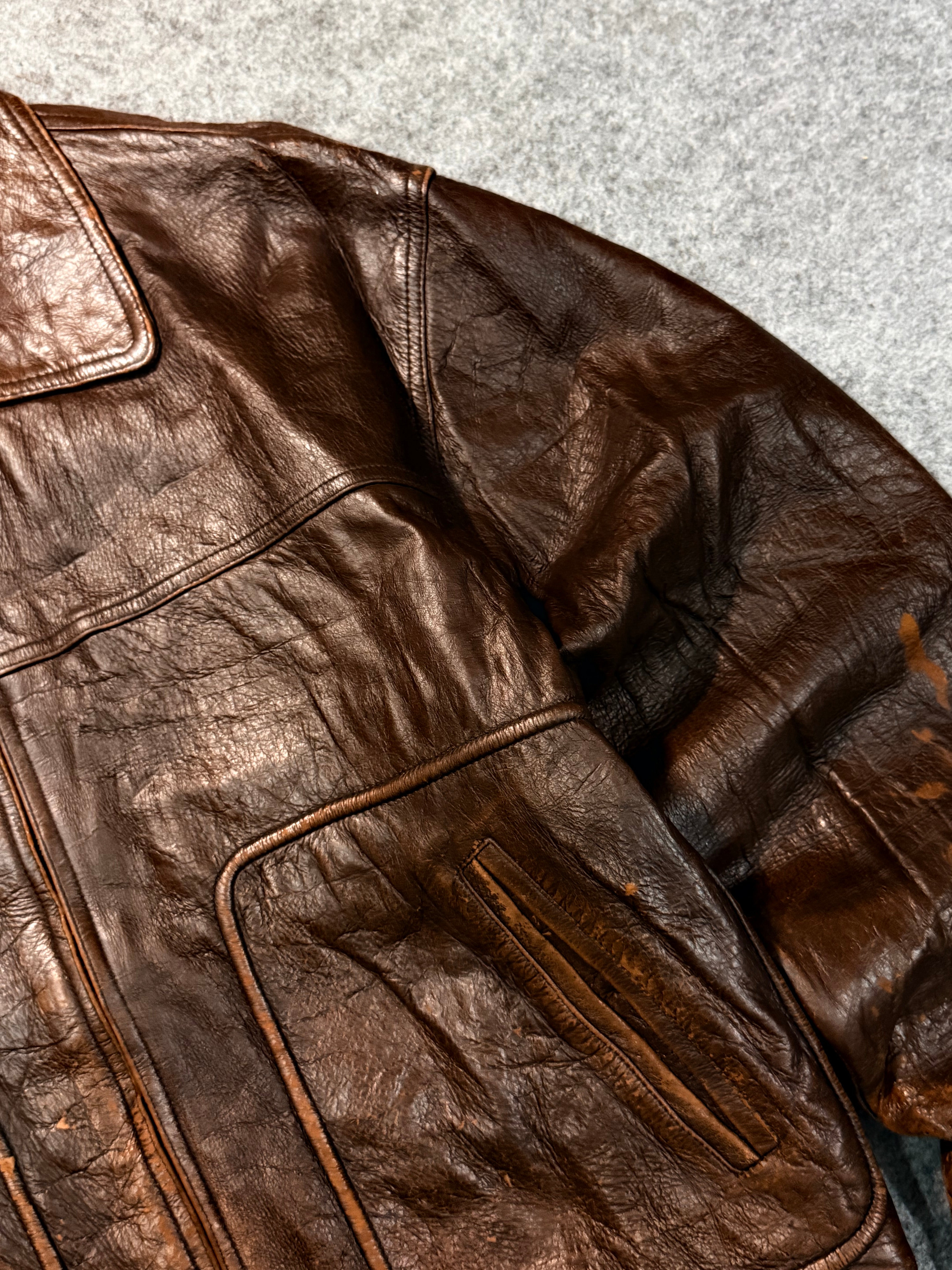 Bomber leather jacket(M/L)