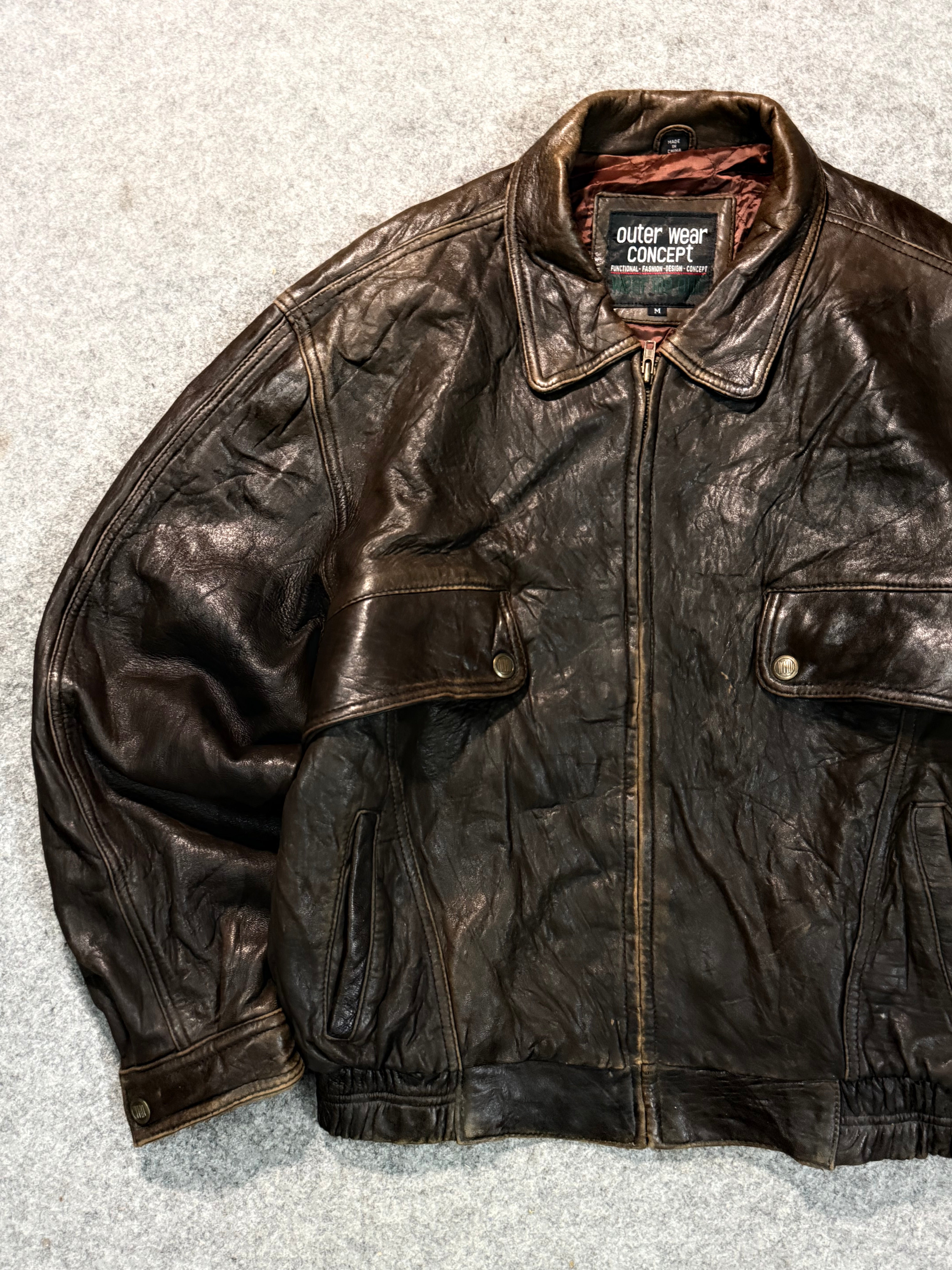 Bomber leather jacket(M/L)