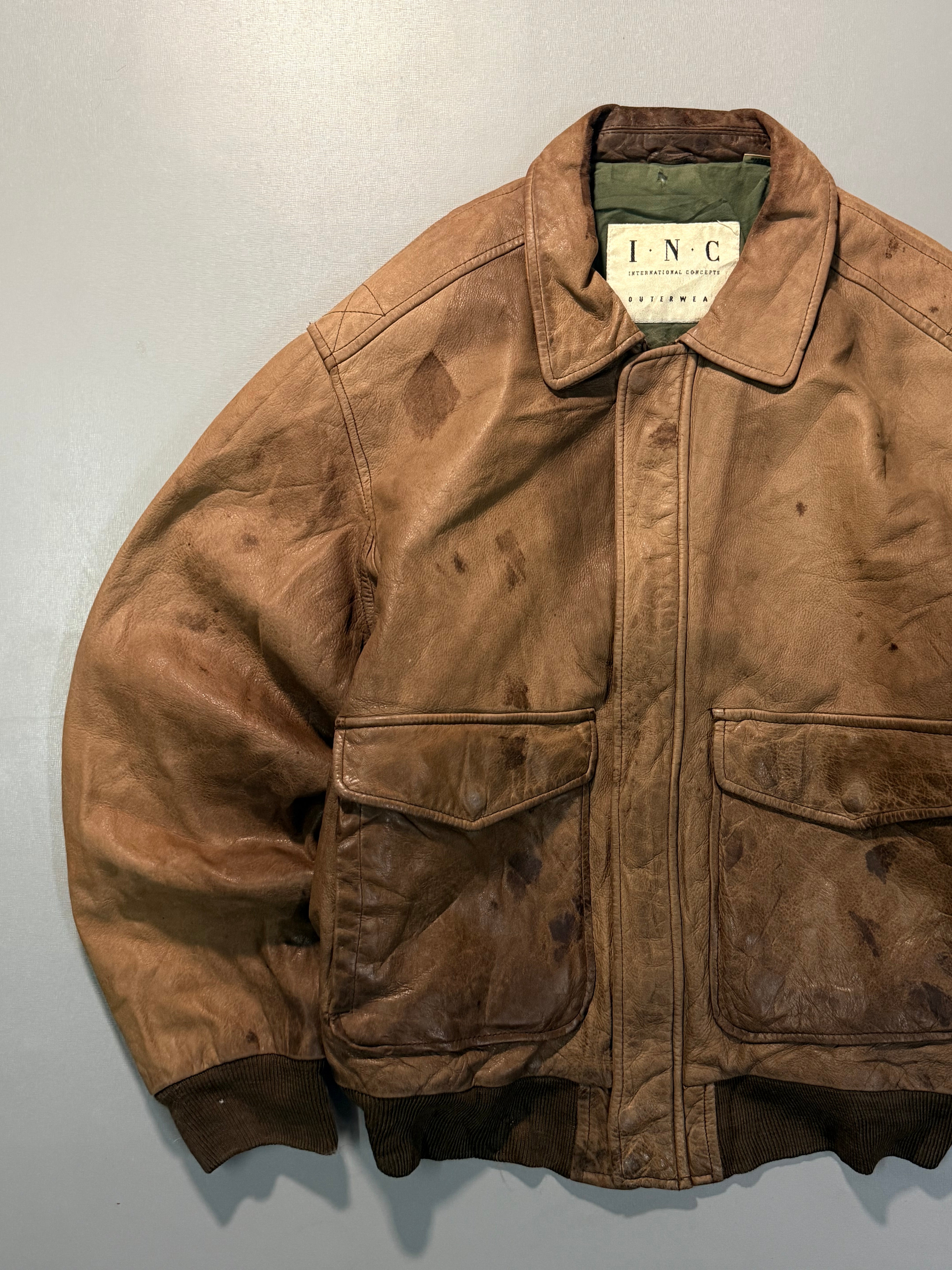 Bomber leather jacket(M/L)