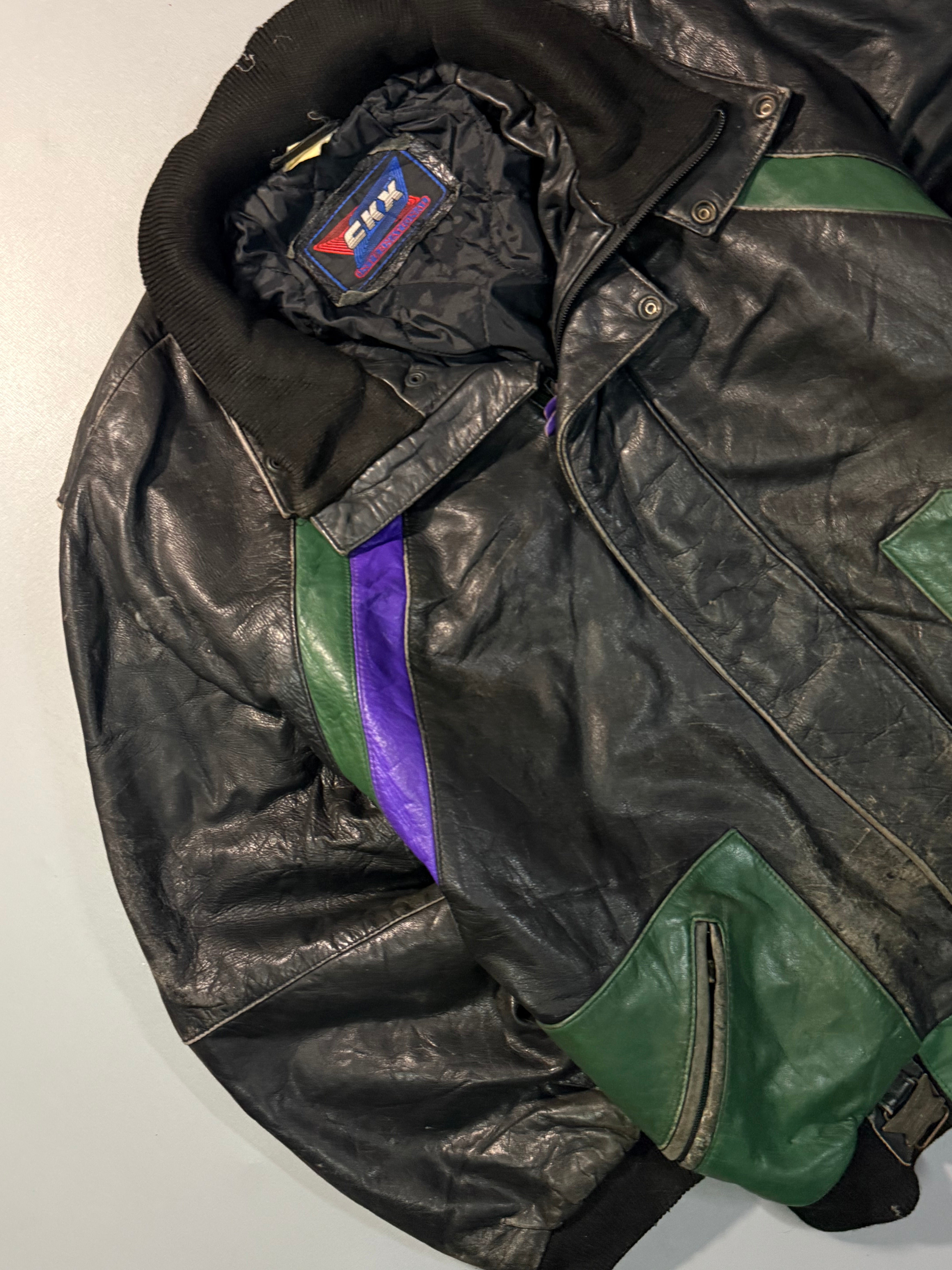 Bomber leather jacket(M/L)