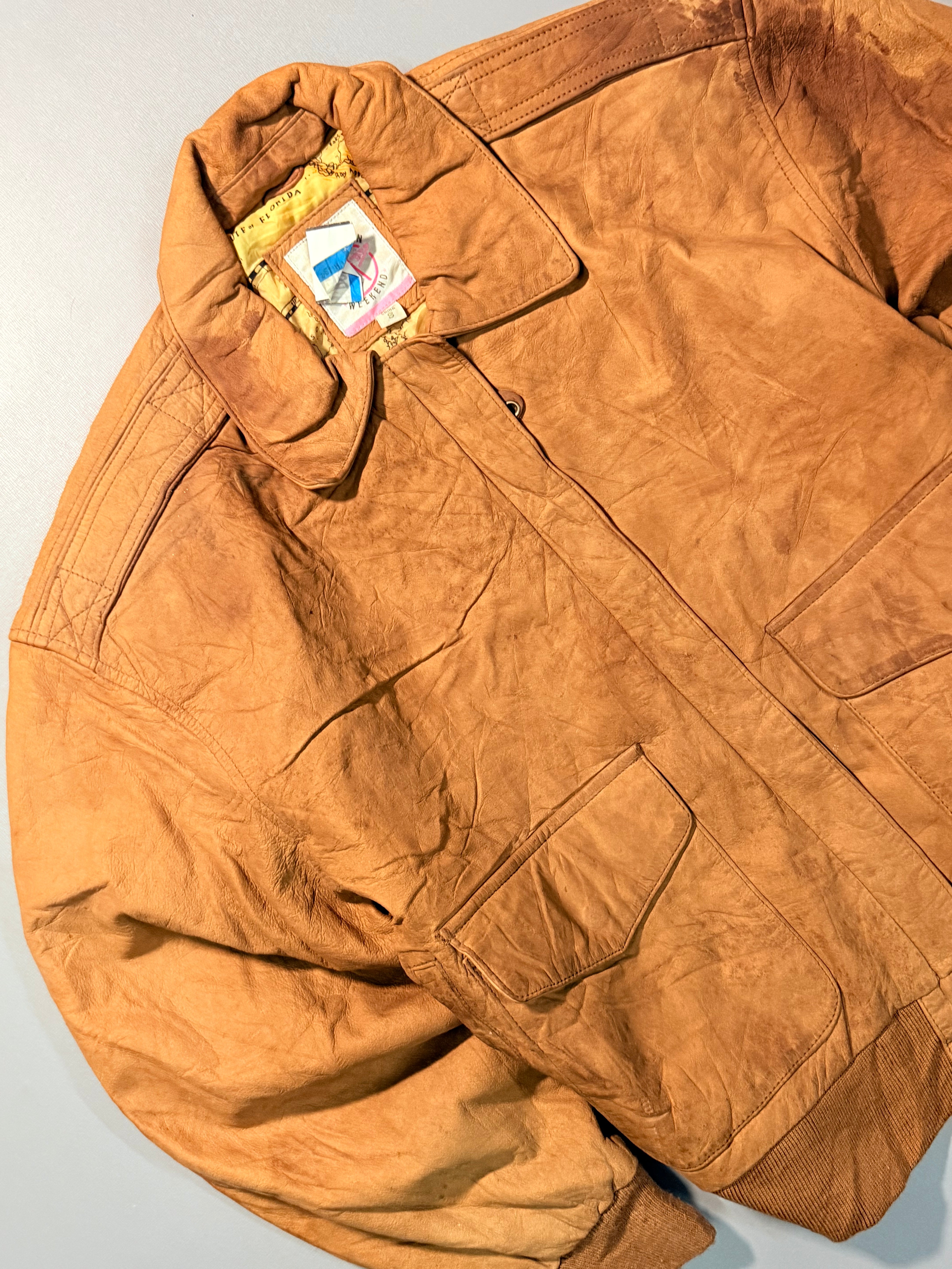 Bomber leather jacket(XS/S)