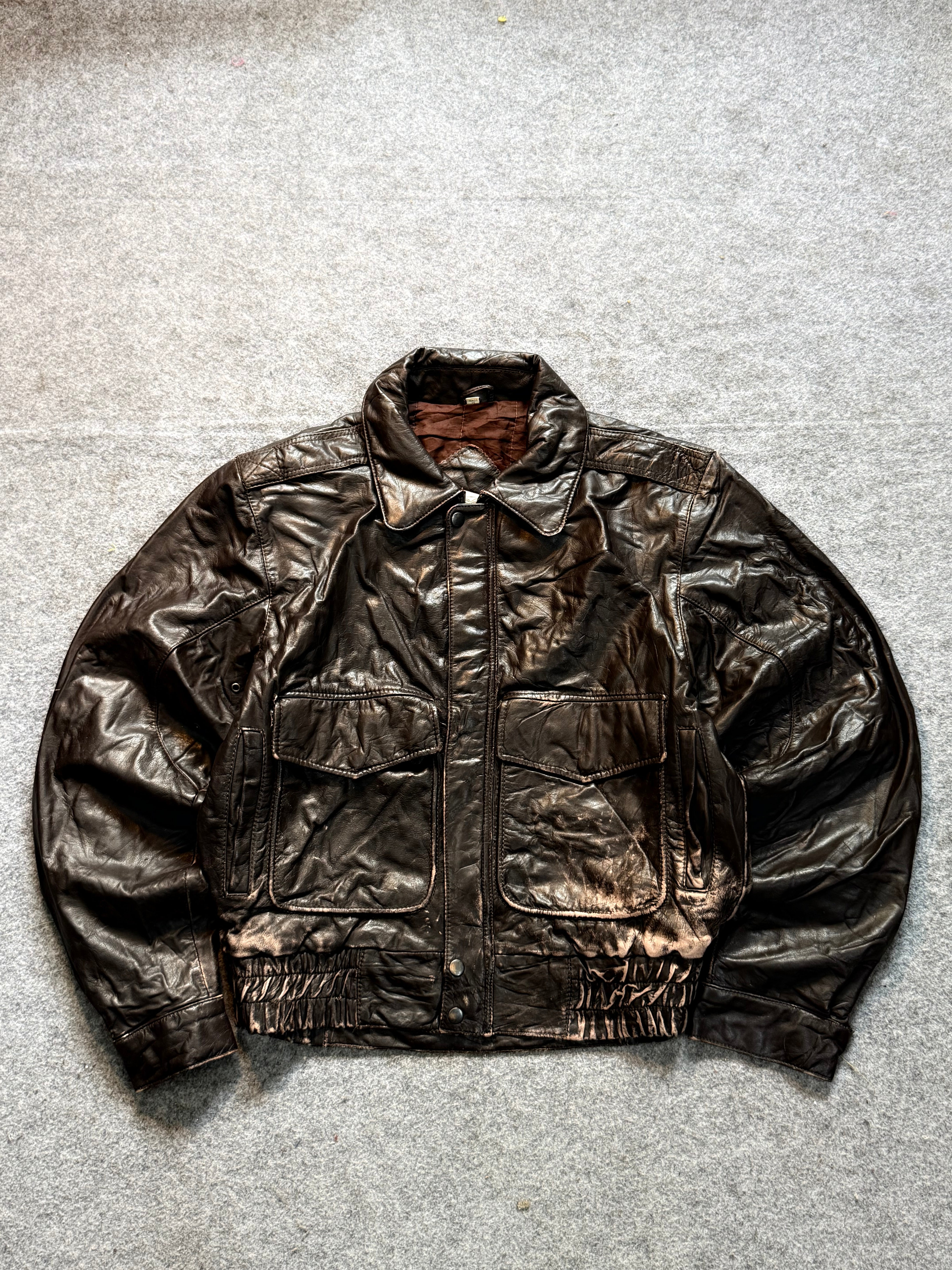 BOMBER LEATHER JACKET(M/L)