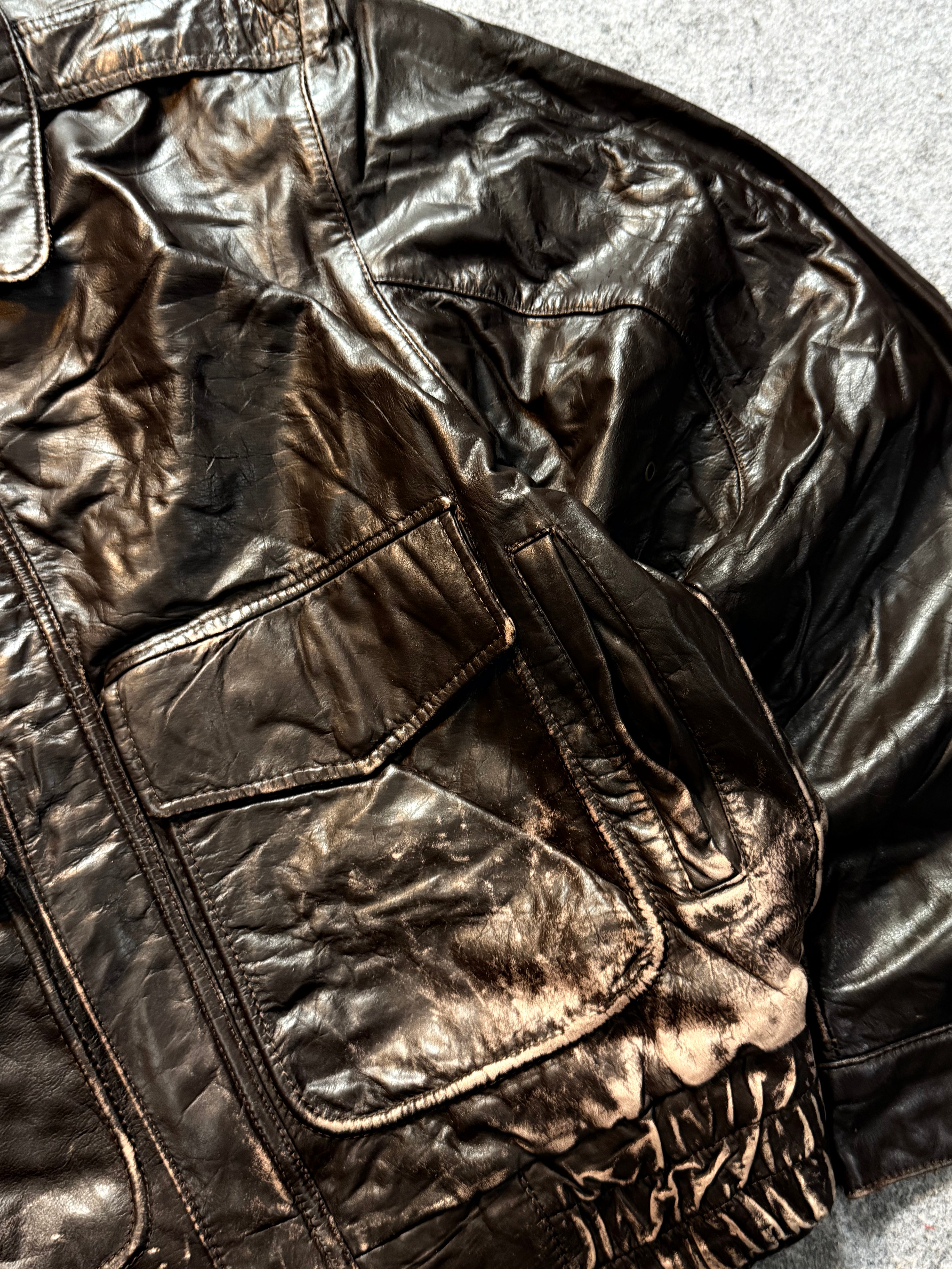 BOMBER LEATHER JACKET(M/L)