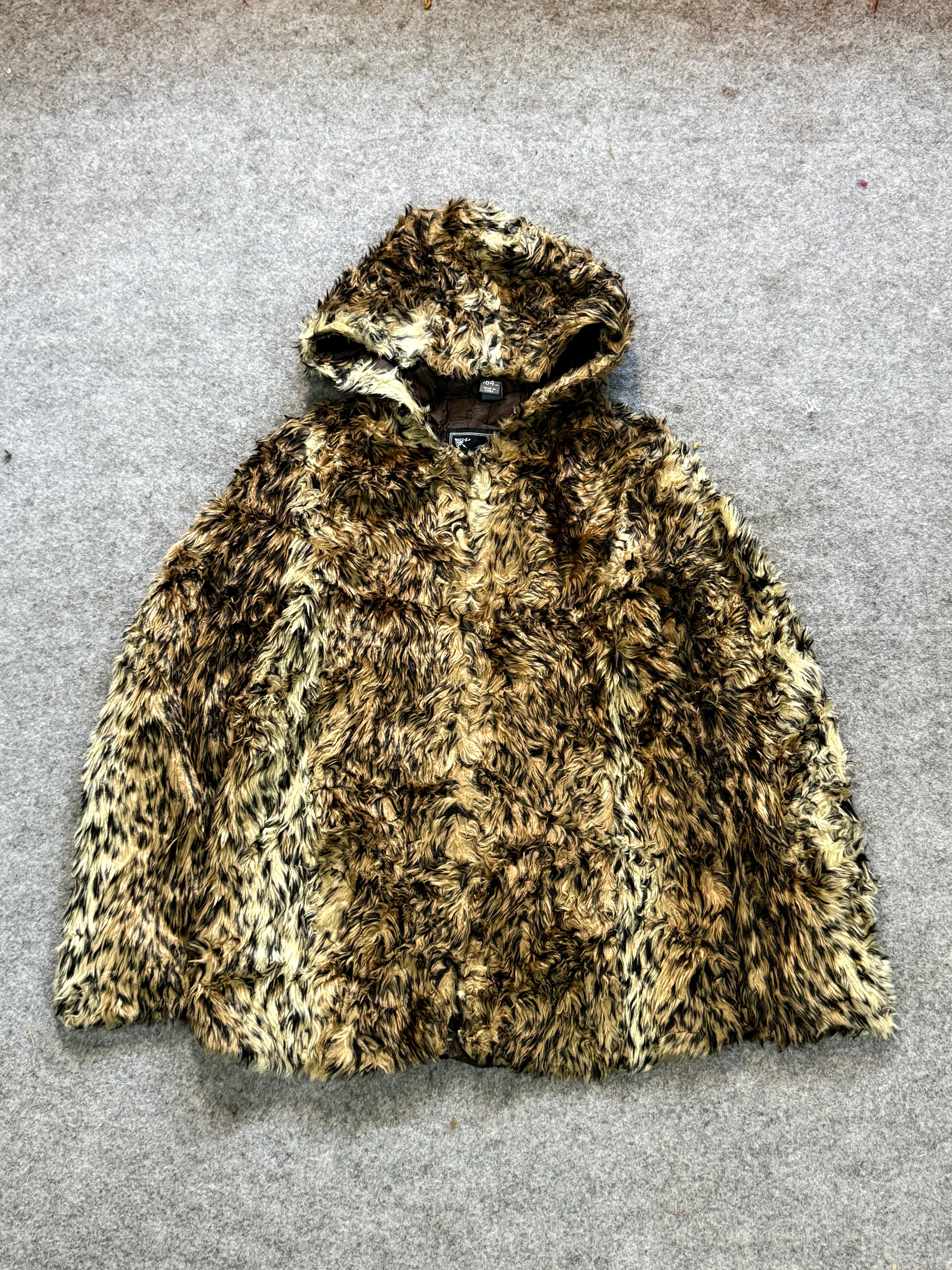 Animal print fur coat(XS/S)