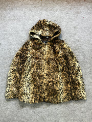 Animal print fur coat(XS/S)