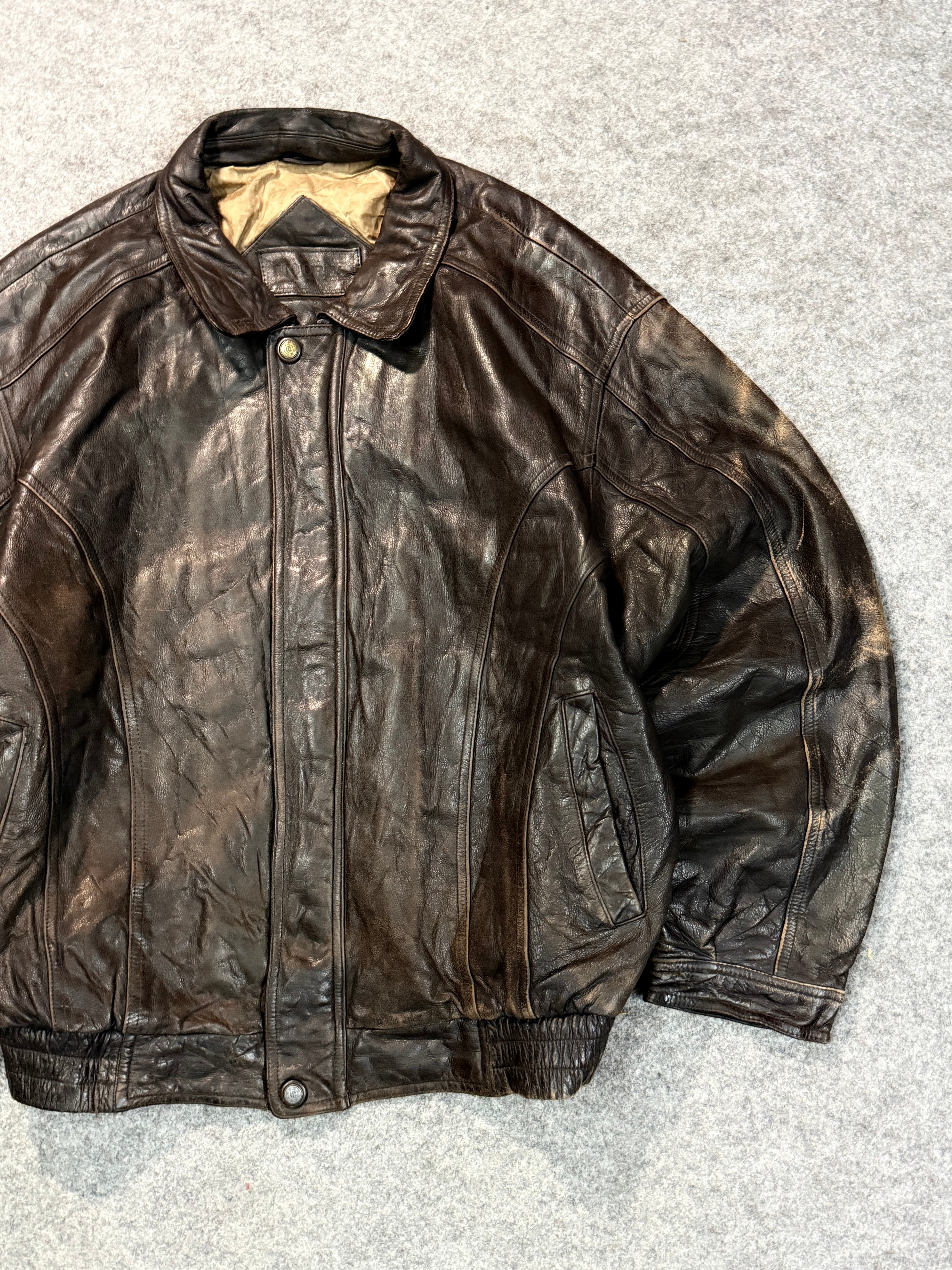 Bomber leather jacket(XL+)