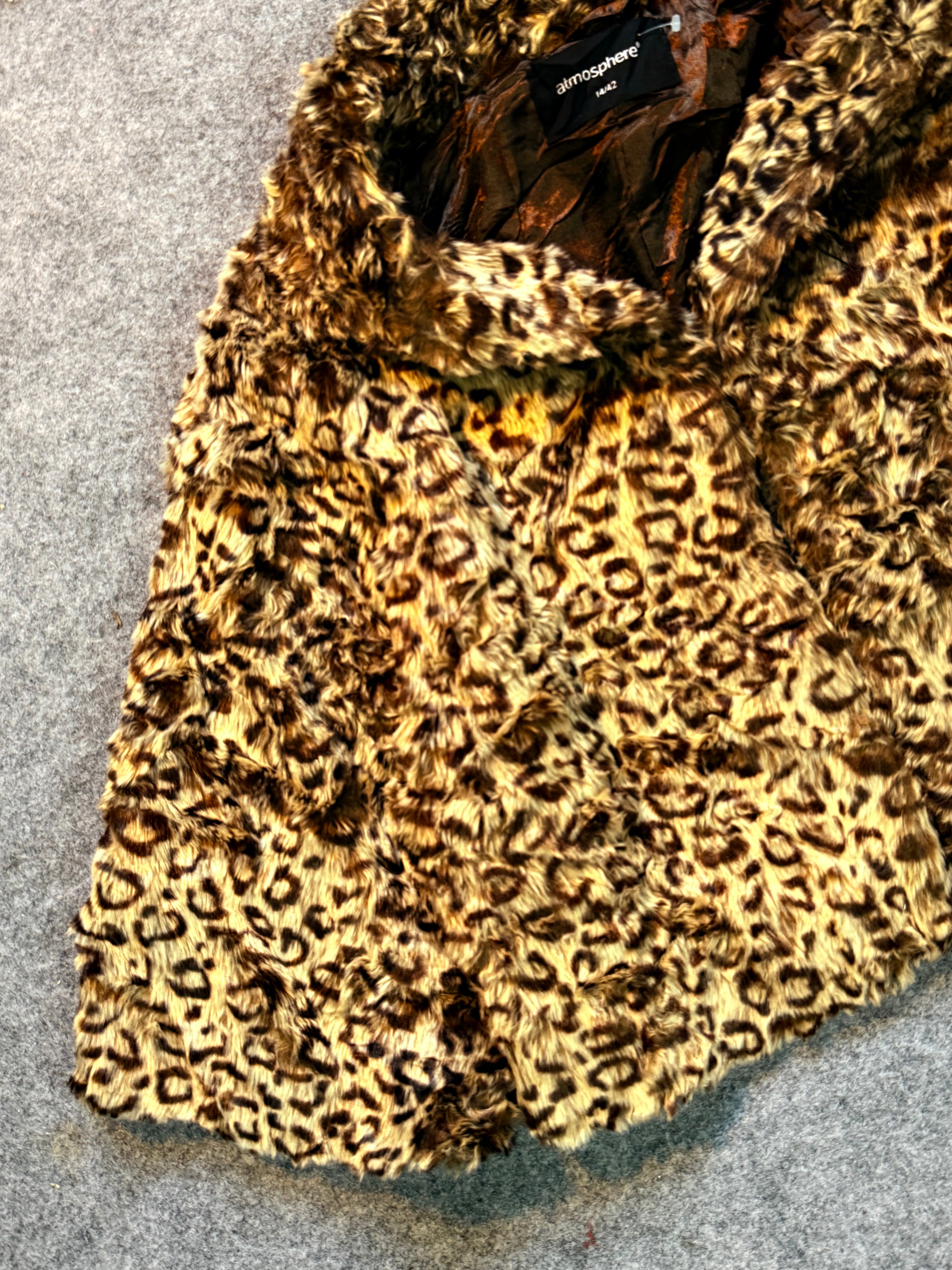 Animal print fur coat(XS/S)
