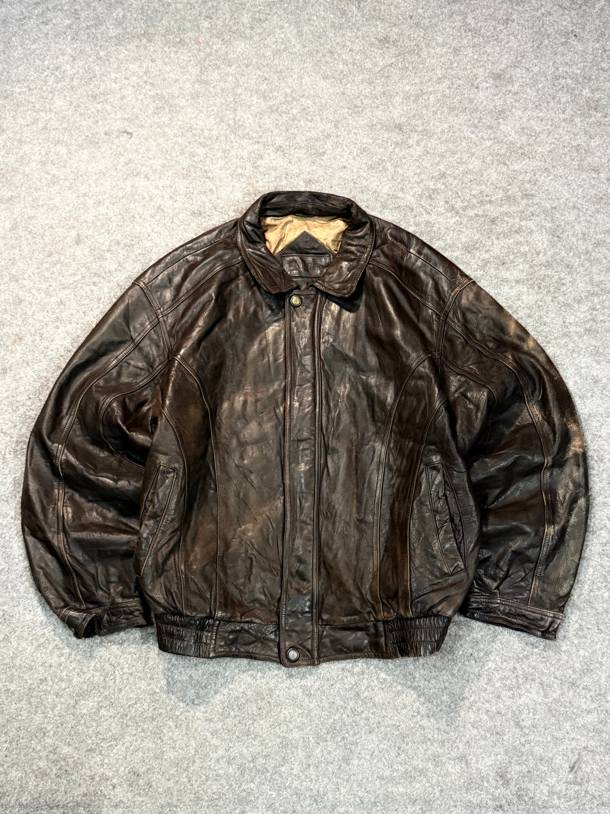 Bomber leather jacket(XL+)