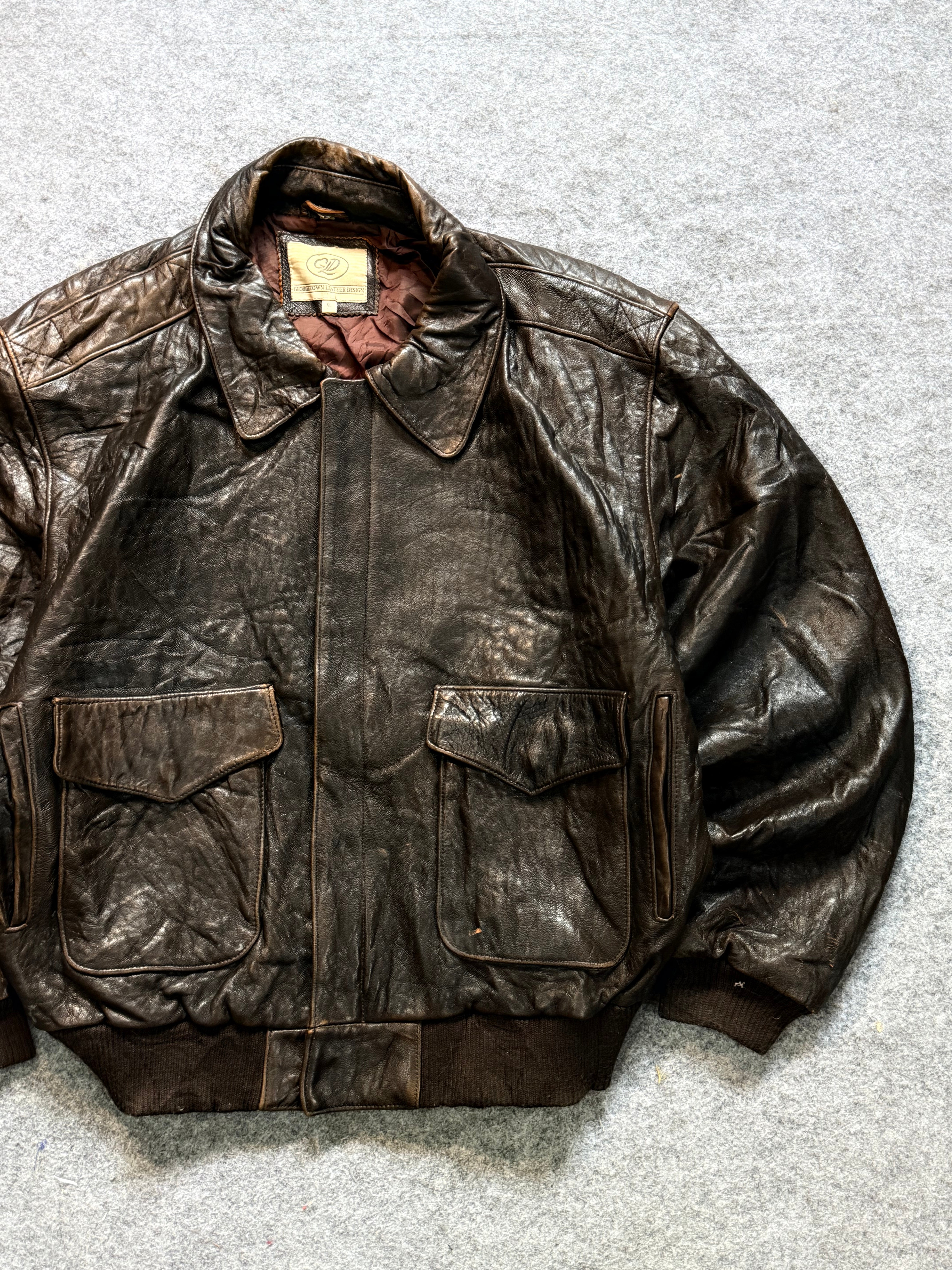 Pilot aviator bomber leather jacket(L/XL)