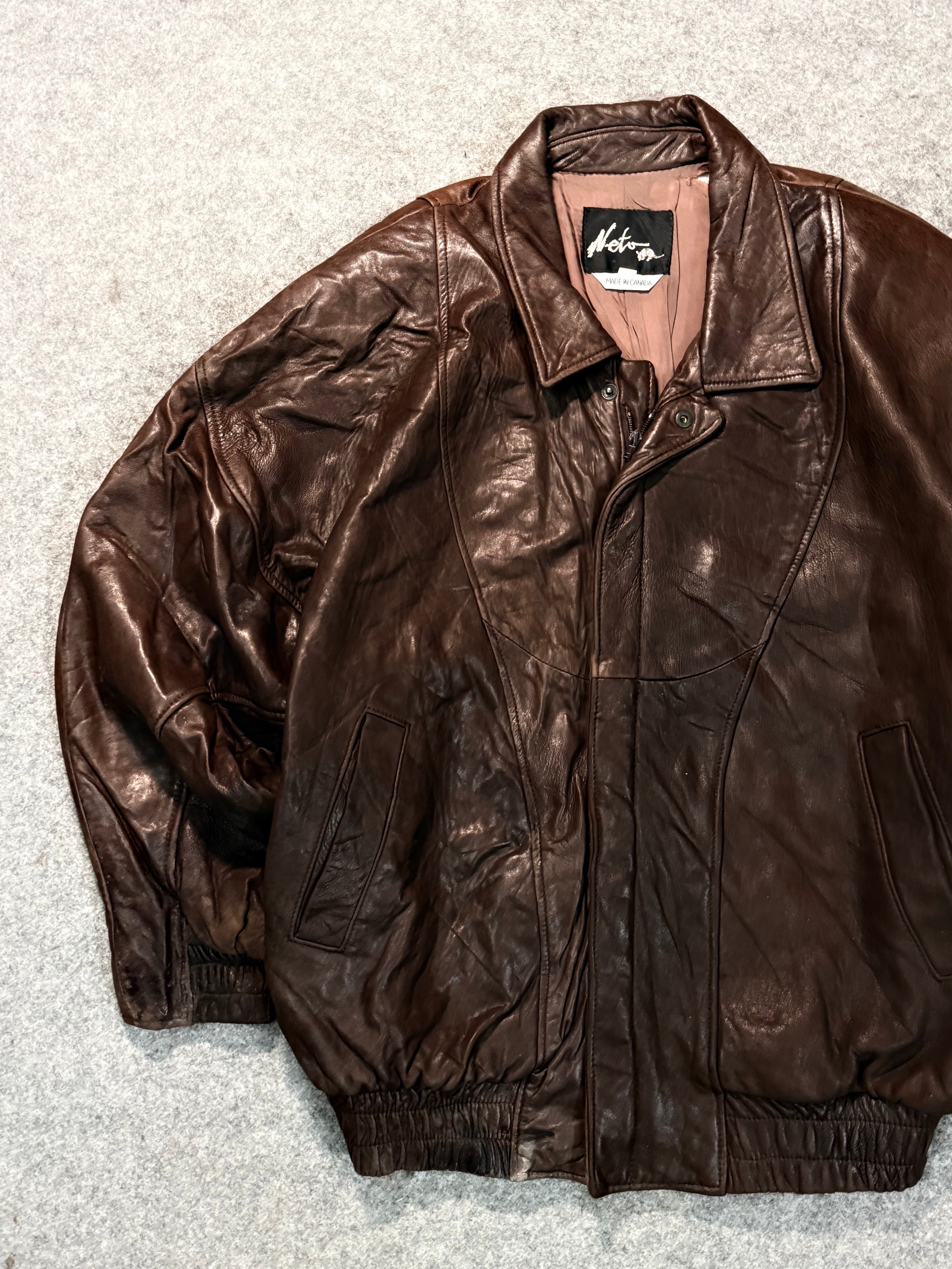 Bomber leather jacket(XL+)